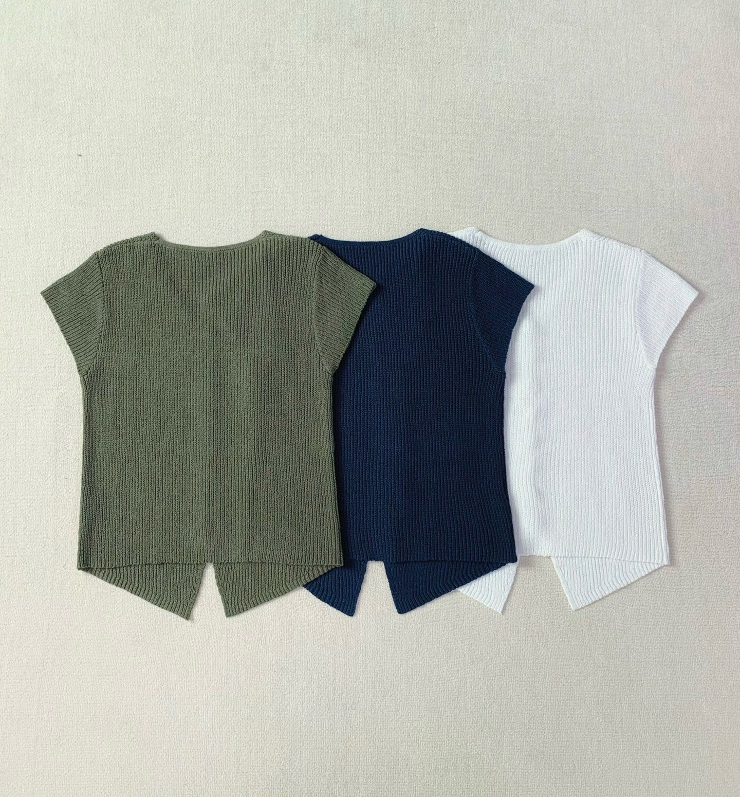 V-Neck Knit Cardigan Top - Casual Slim Fit Split Hem Short Sleeve 6 i1752399130016 6341 0 4