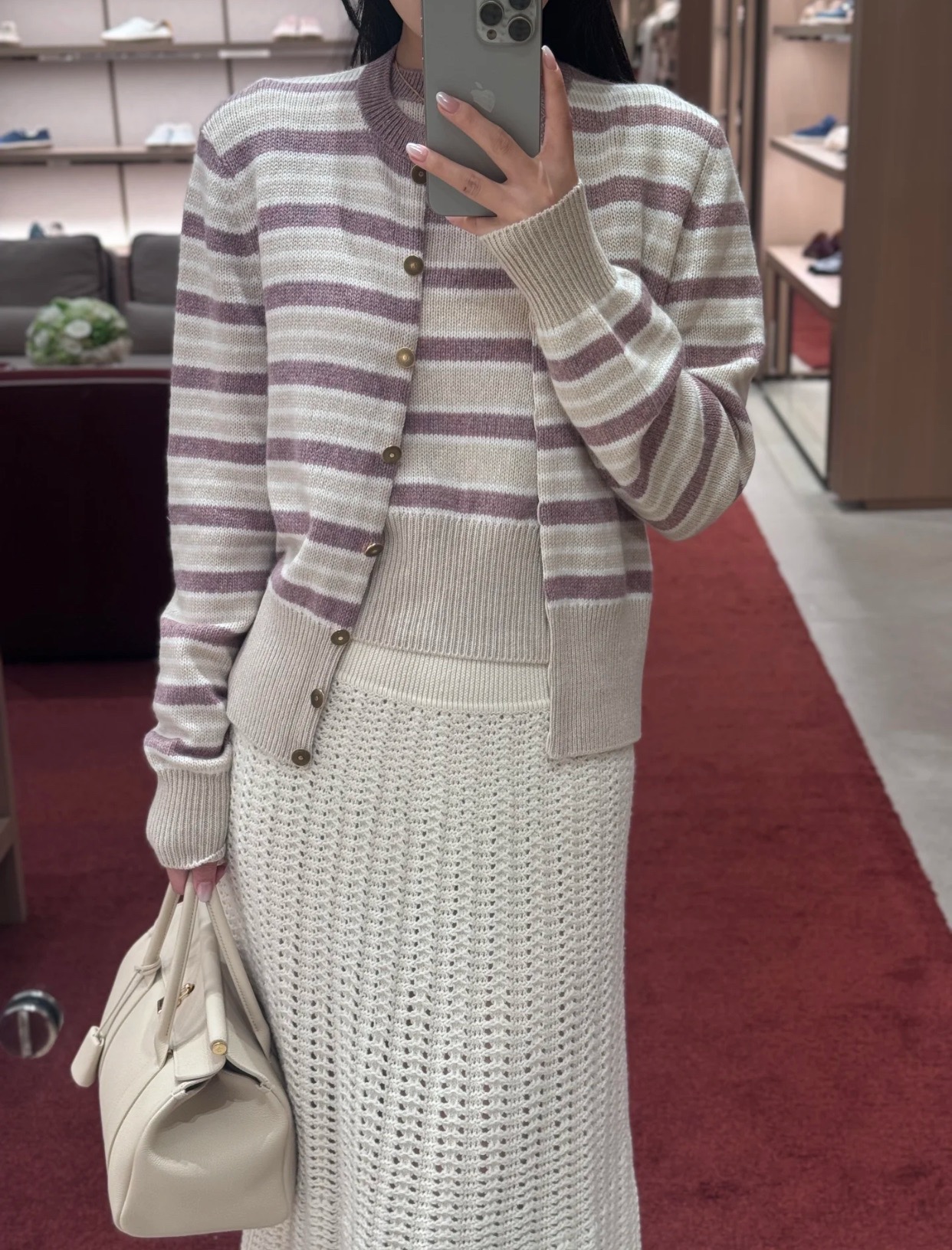 Striped Wool Cardigan Sweater - Soft Cashmere Knitwear in Taro Purple 3 i1754729270212 1643 0 1