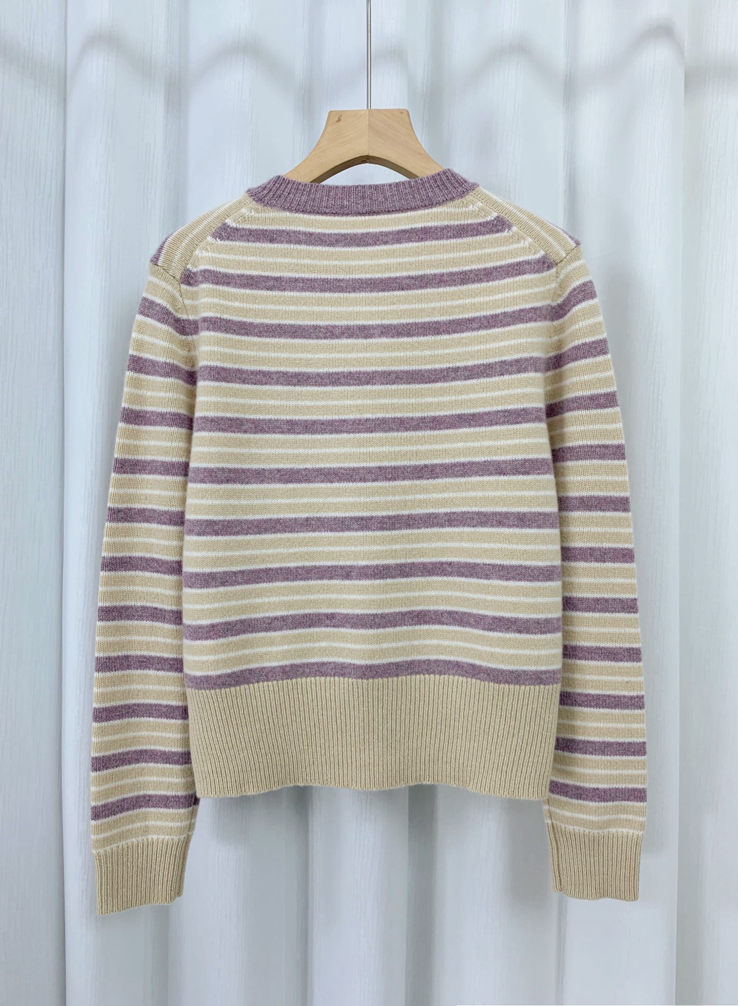 Striped Wool Cardigan Sweater - Soft Cashmere Knitwear in Taro Purple 6 i1754729271353 8293 0 4