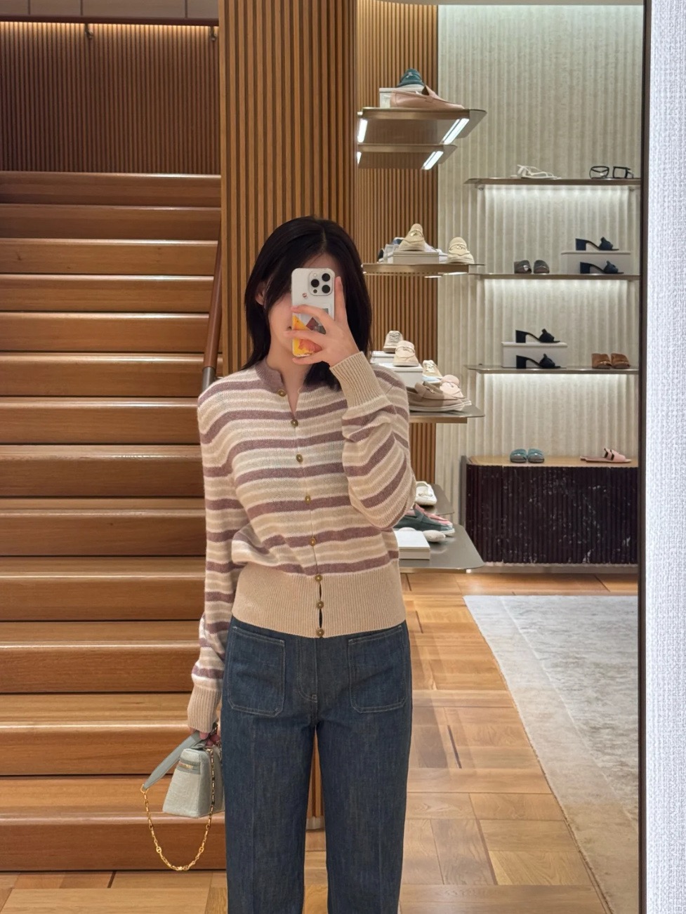 Striped Wool Cardigan Sweater - Soft Cashmere Knitwear in Taro Purple 4 i1754729272436 3683 0 2