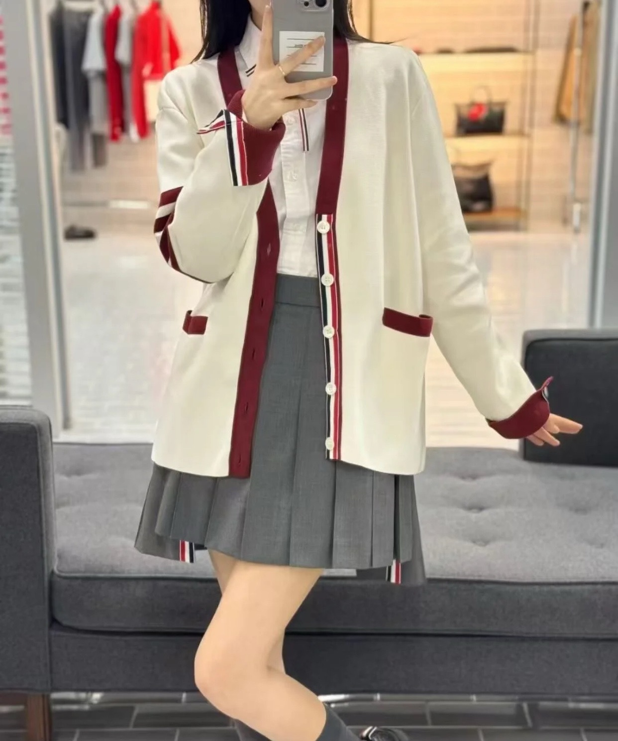 Classic Preppy Style Cardigan: Soft Knit, V-Neck, Long Sleeve, and Comfortable Fit 3 i1754729310674 7892 0 1