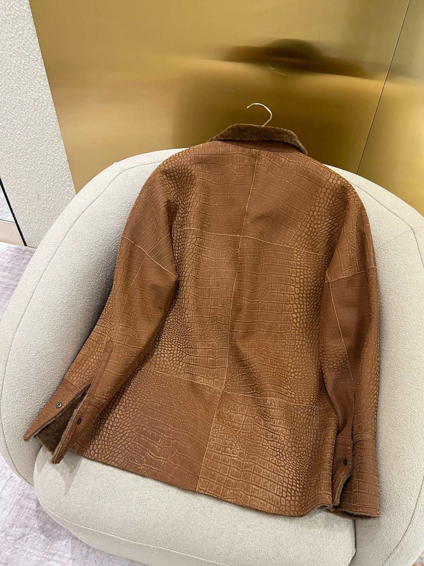 Reversible Shearling Leather Jacket, Spanish Lambskin, Crocodile Embossed Lining 9 i1755913433553 7416 0 7