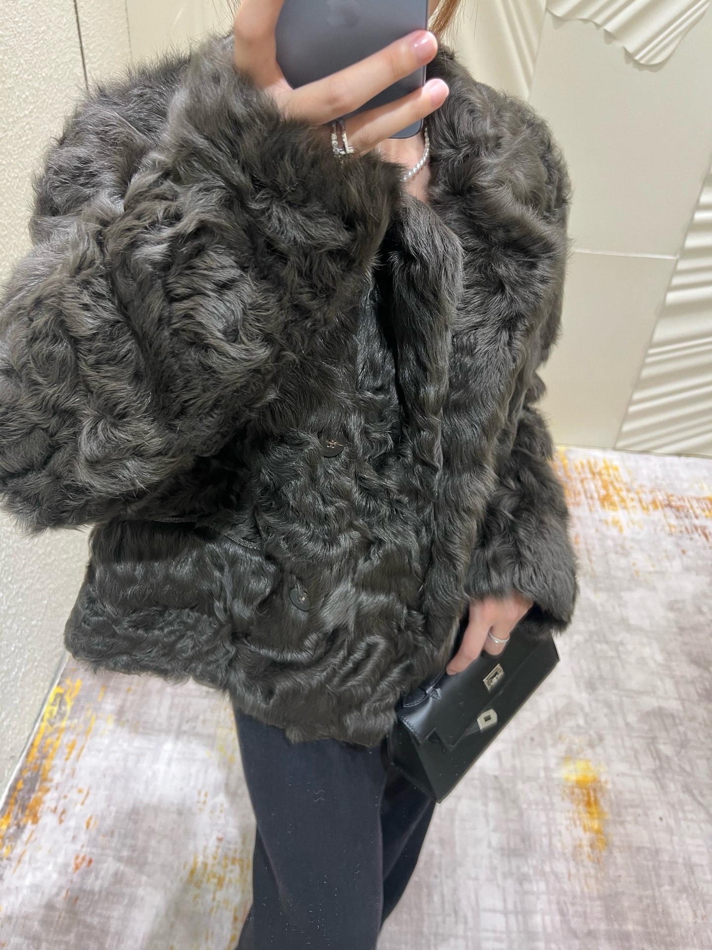 Elegant Lambskin Coat with Pearl Chain Detail 4 i1758427545438 3701 0 2