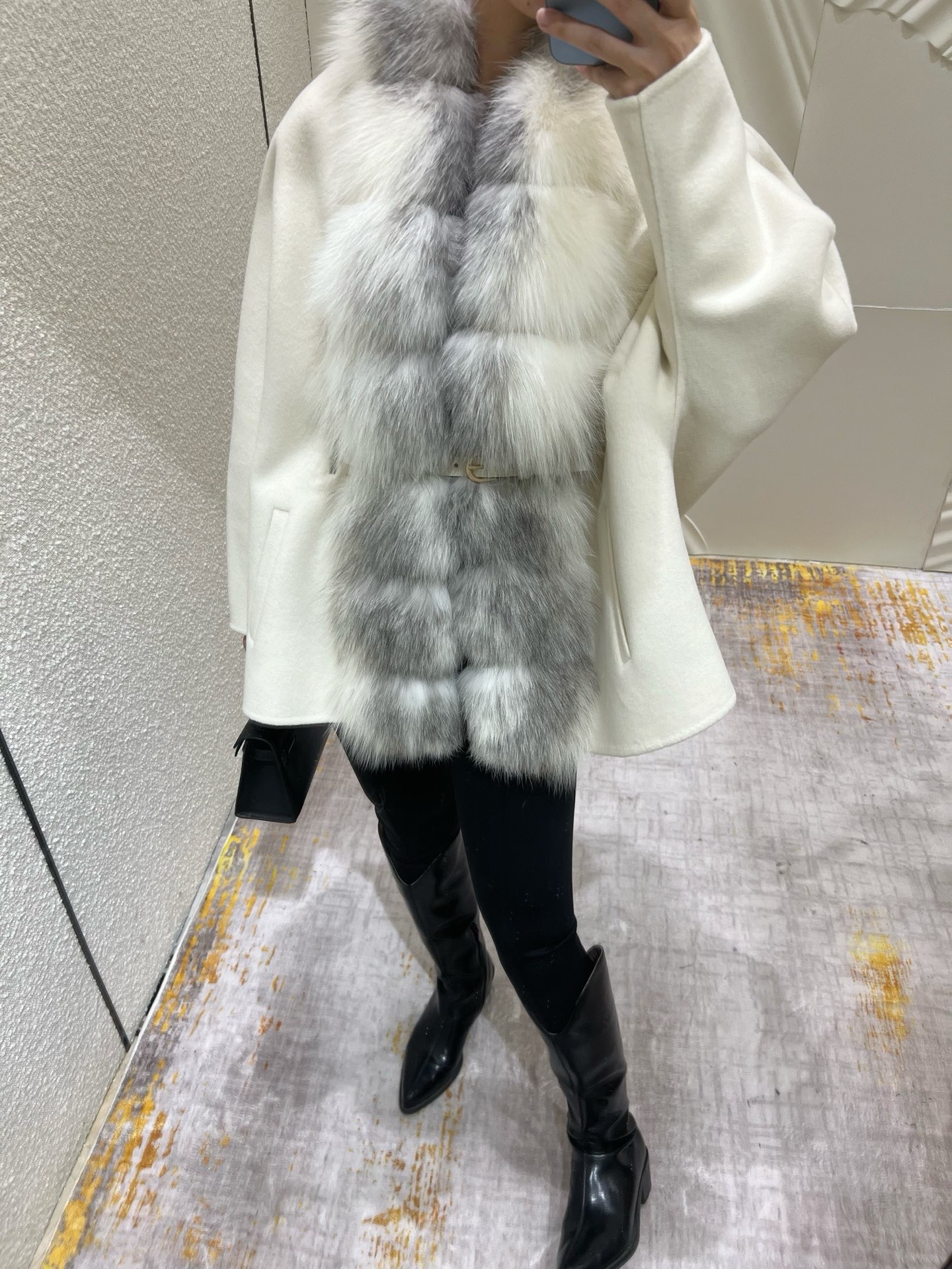 Elegant Fox Fur Trim Wool Cashmere Blend Coat with Lambskin Belt 3 i1759377574241 8132 0 1
