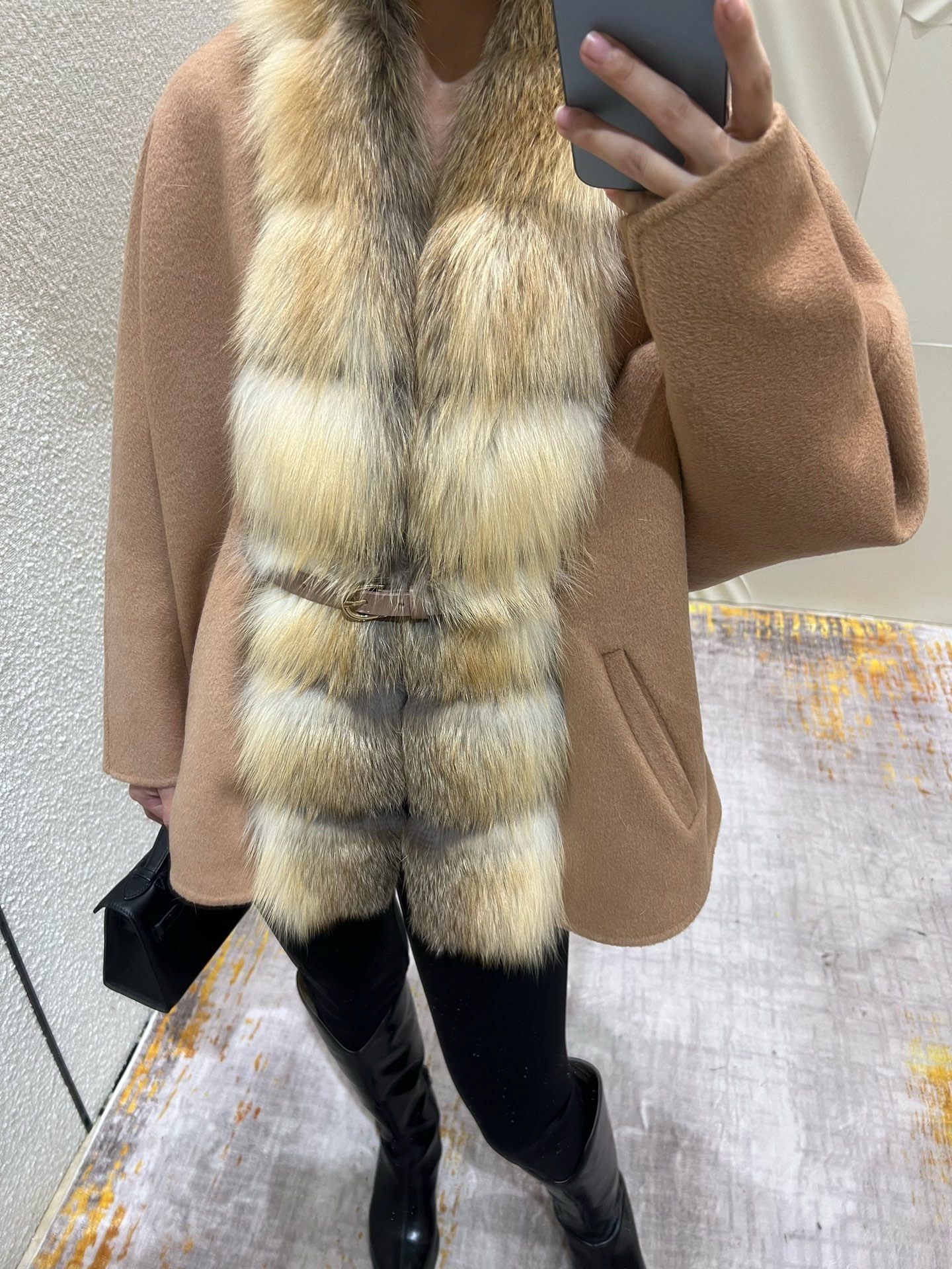 Elegant Fox Fur Trim Wool Cashmere Coat with Lambskin Belt 2 i1759377586794 5271 0 0