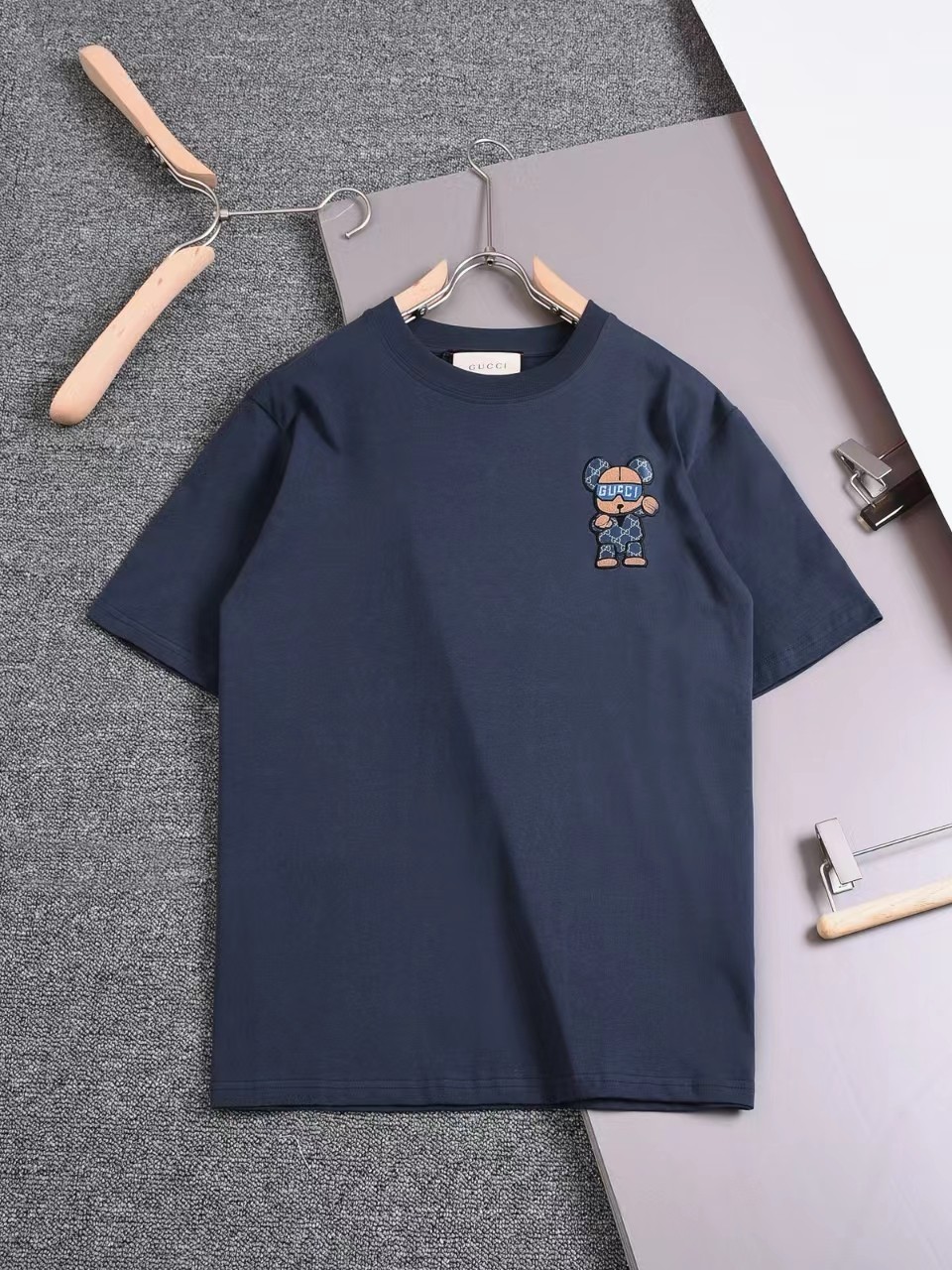 Gucci Clothing T-Shirt Apricot Color Beige Black Blue Khaki White Embroidery Unisex Combed Cotton Spring/Summer Collection