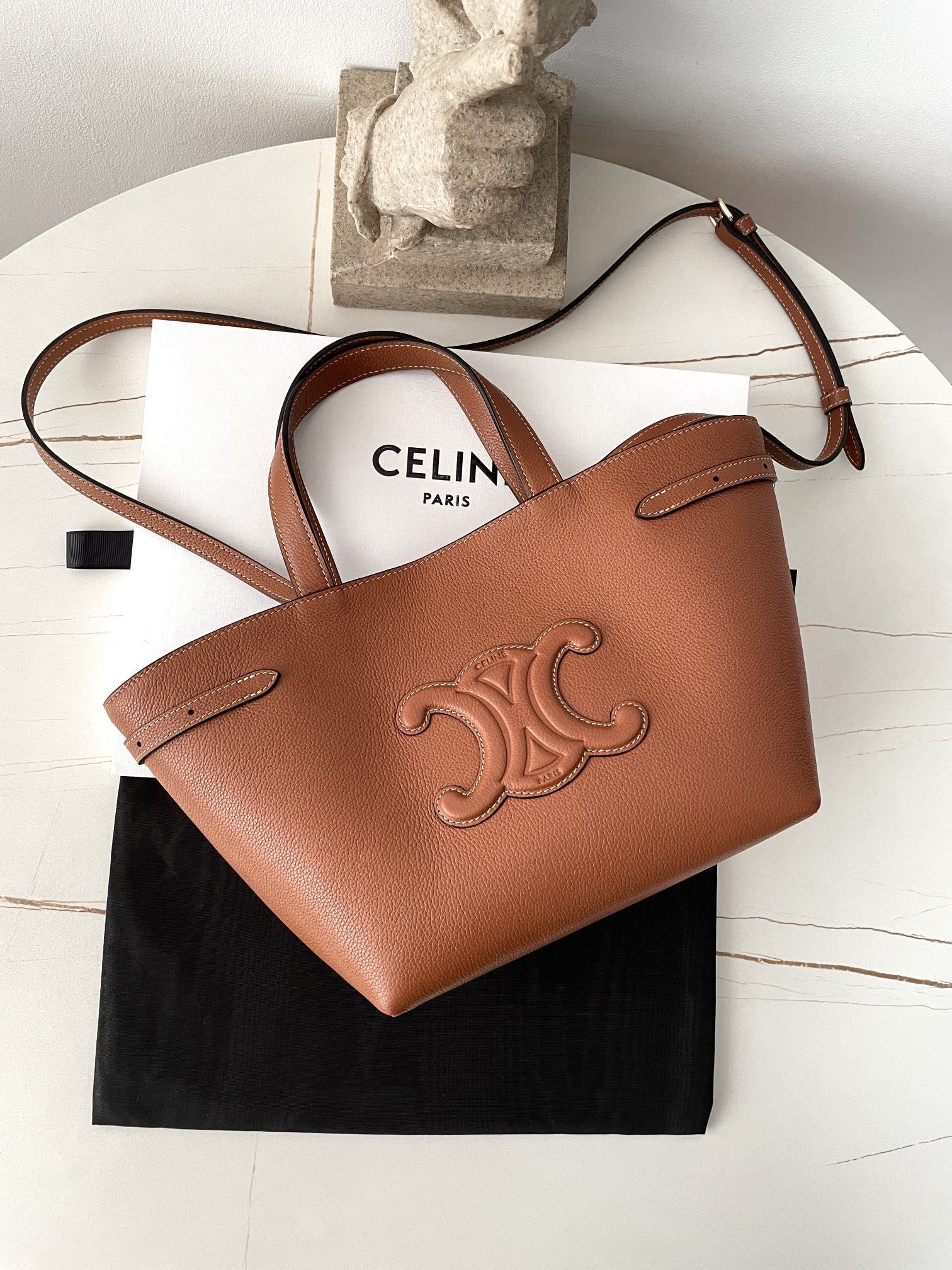 Celine Small Cabas Thais in Triomphe Embroidery Bag, Brown - Perfect Design