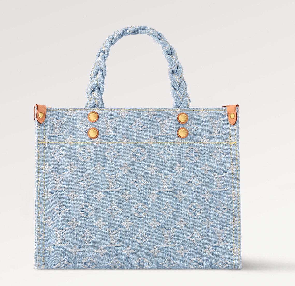 Louis Vuitton LV Onthego Bolsos de mano Bolsos de Tote Azul claro Tejido Cuero de vaca Algodón bruto azul Colección verano m24897