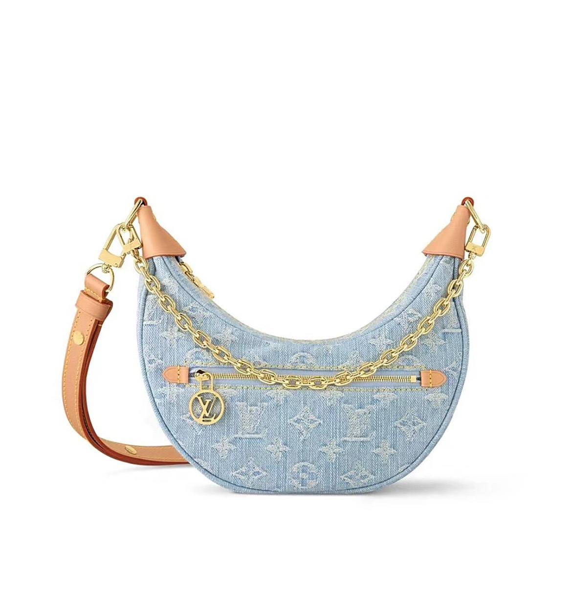 Louis Vuitton LV Onthego Bolsos de mano Bolsos de Tote Azul claro Tejido Cuero de vaca Algodón bruto azul Colección verano m24897