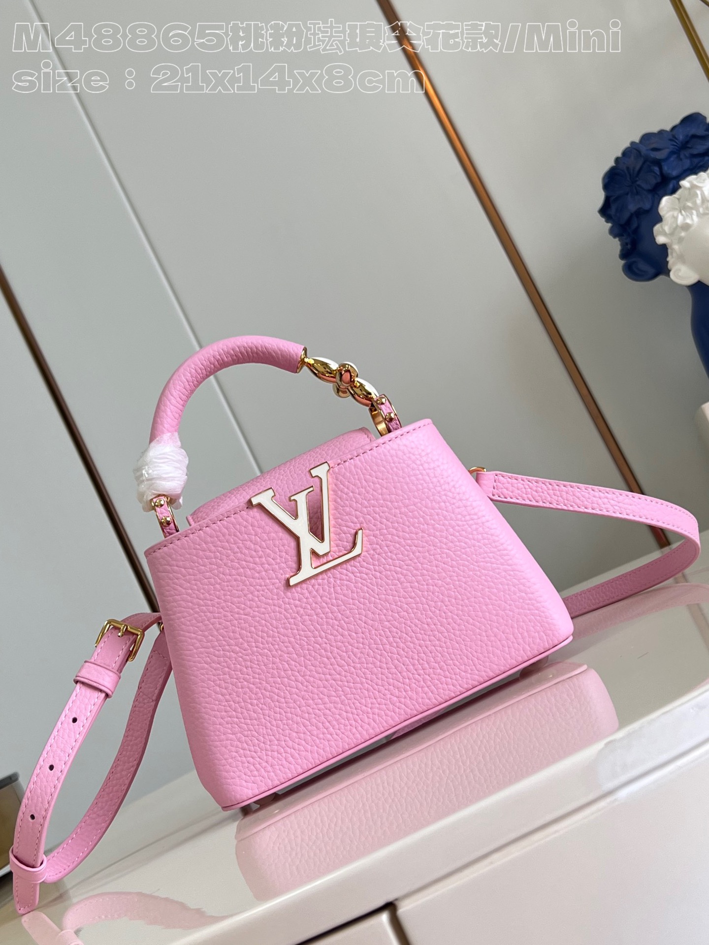 Louis Vuitton LV Capucines Bolsos de mano Rosa Taurillon Cuero de vaca Mini M48865