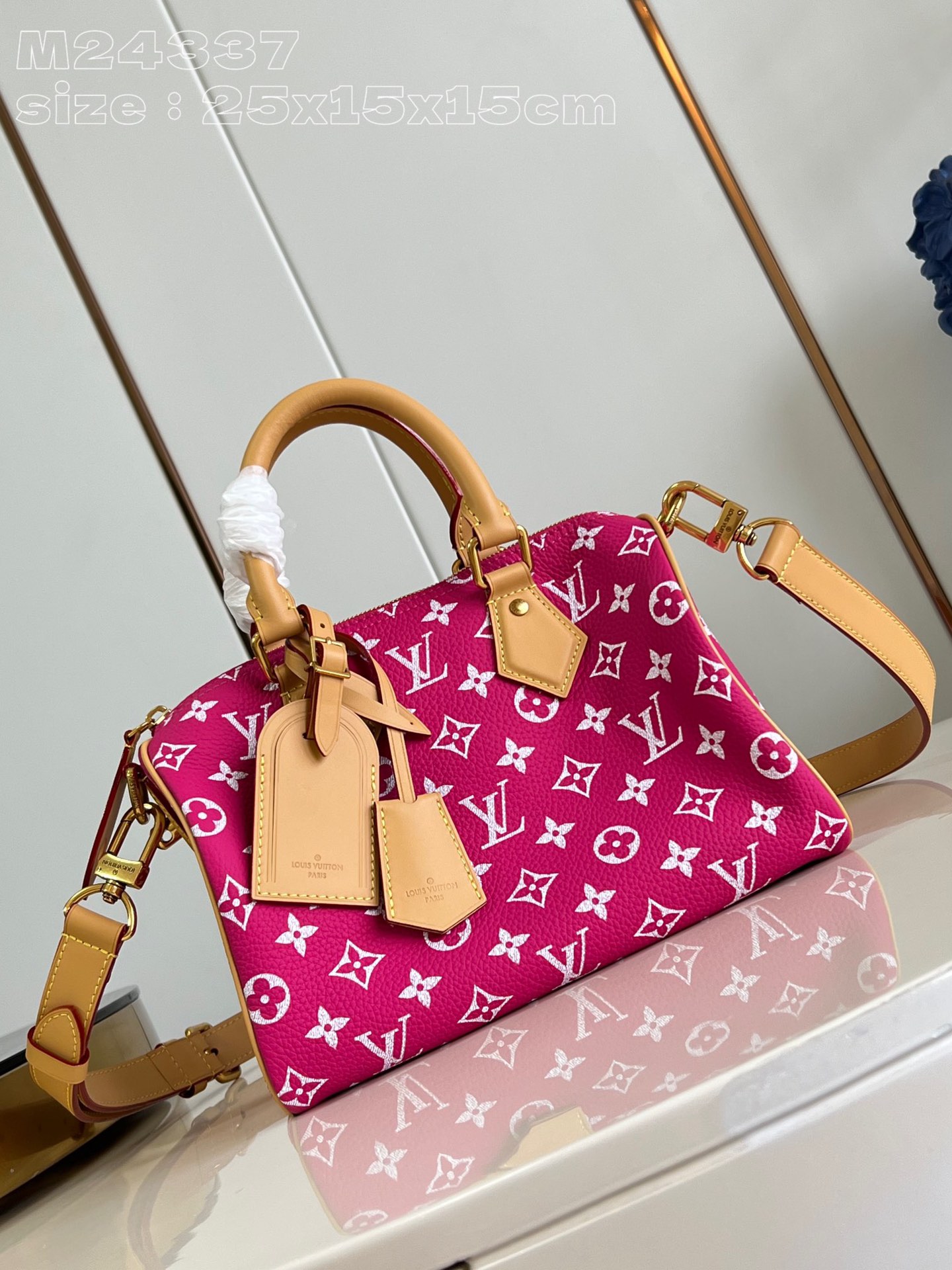 Louis Vuitton LV Speedy Bolsos de mano Rojo Impresión Lona Cuero de vaca Piel oveja M24337