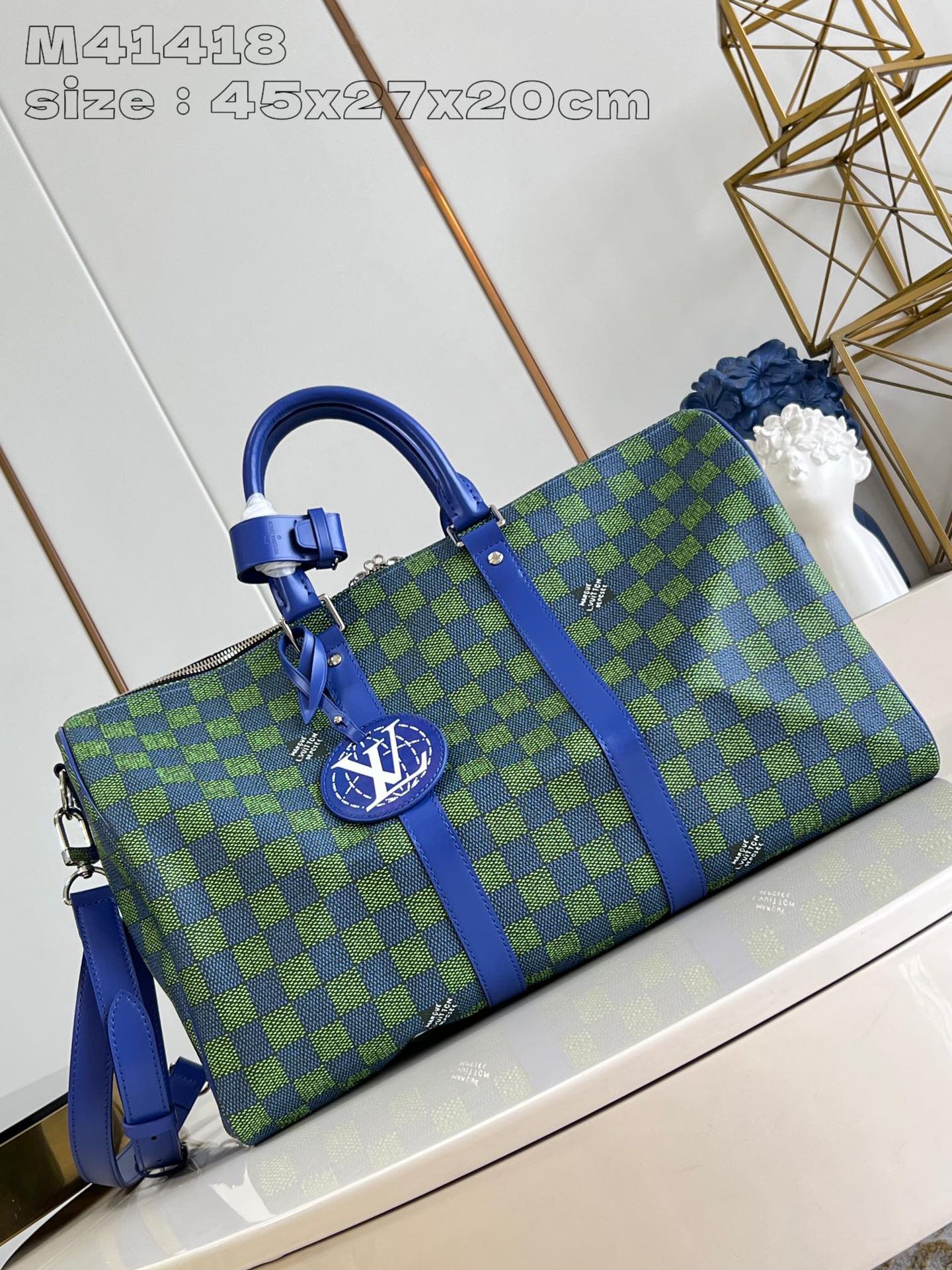 Comprar réplica barata
 Louis Vuitton LV Keepall Bolsos de mano Verde Damier Graphite Lona M41418