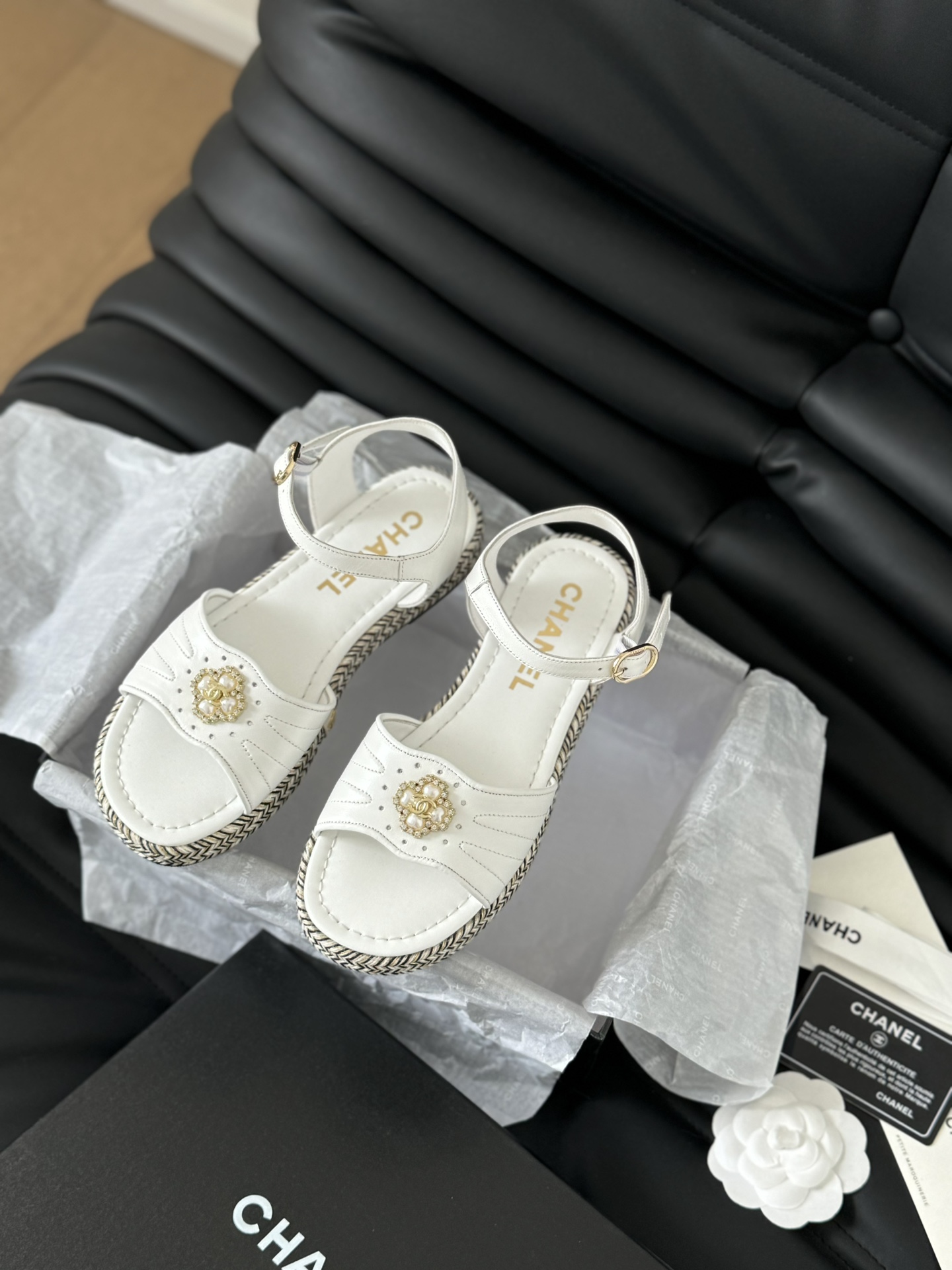 Chanel Shoes Sandals Calfskin Cowhide Rubber Sheepskin Straw Woven Summer Collection Vintage