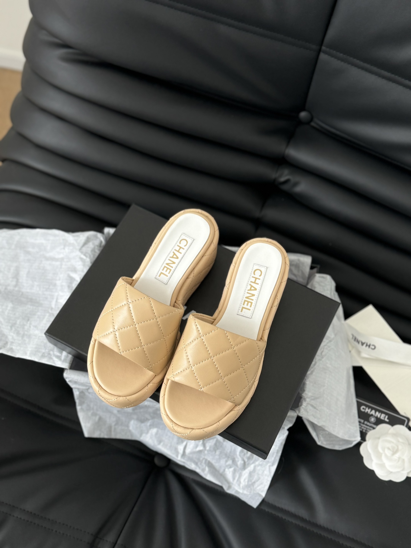 Chanel Shoes Sandals Slippers Lambskin Sheepskin Silk Summer Collection