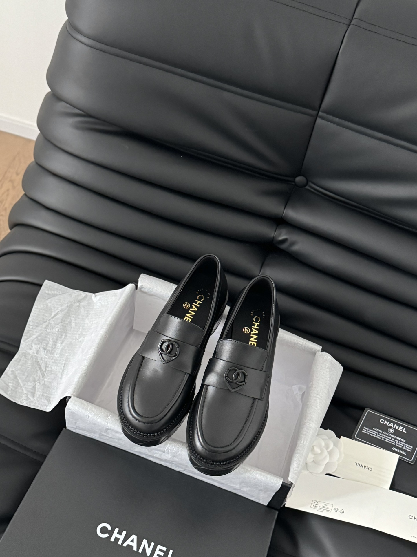 Chanel Shoes Loafers Cowhide Sheepskin