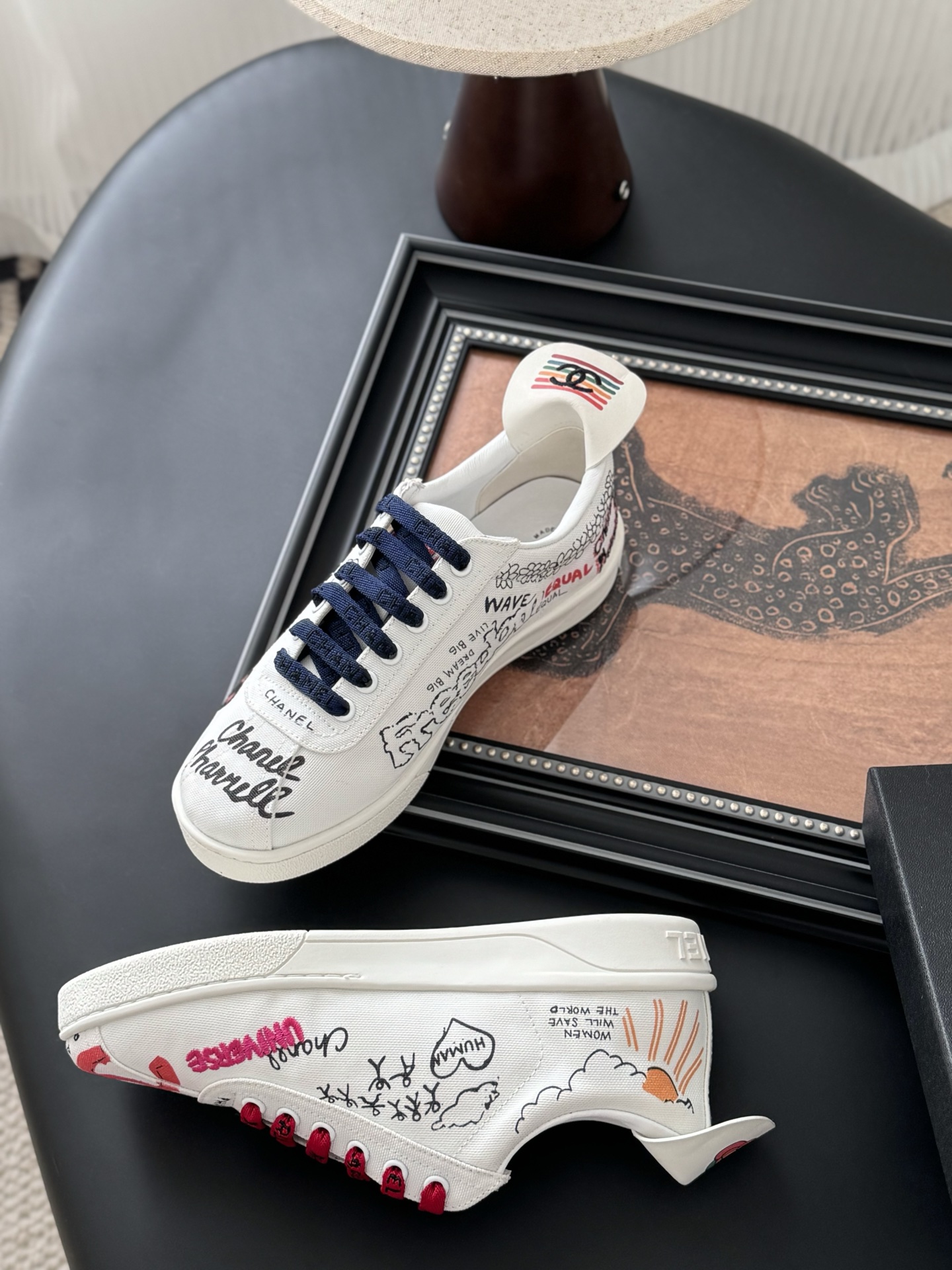 Chanel Graffiti Print Lace-Up Sneakers. Iconic, Stylish, and Comfortable. 9 i1741617516257 7887 0 7