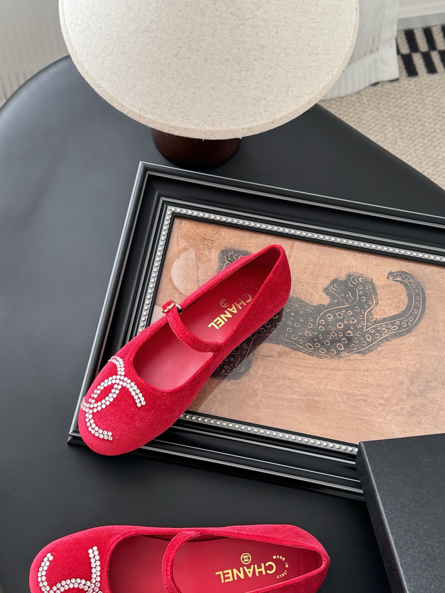 Chanel Red Velvet Loafers with Rhinestone CC Logo, Women's Size 35-39 9 i1741618848911 5212 0 7