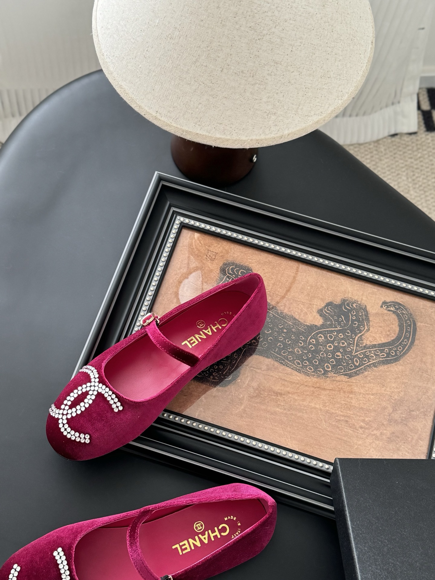 Chanel Women's Velvet Loafers with Rhinestone CC Logo - Bordeaux 9 i1741618878890 4962 0 7