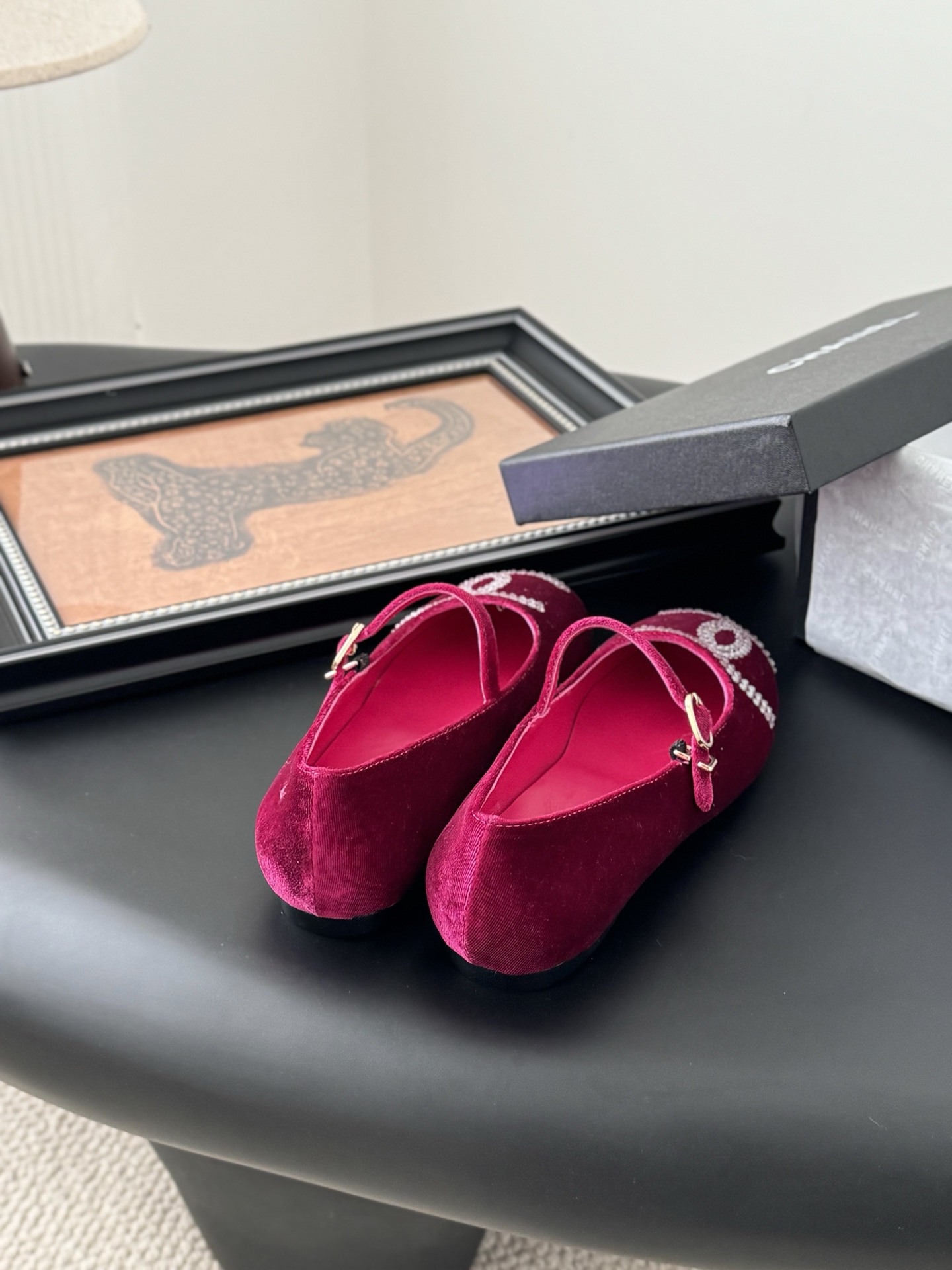 Chanel Women's Velvet Loafers with Rhinestone CC Logo - Bordeaux 4 i1741618879061 6393 0 1