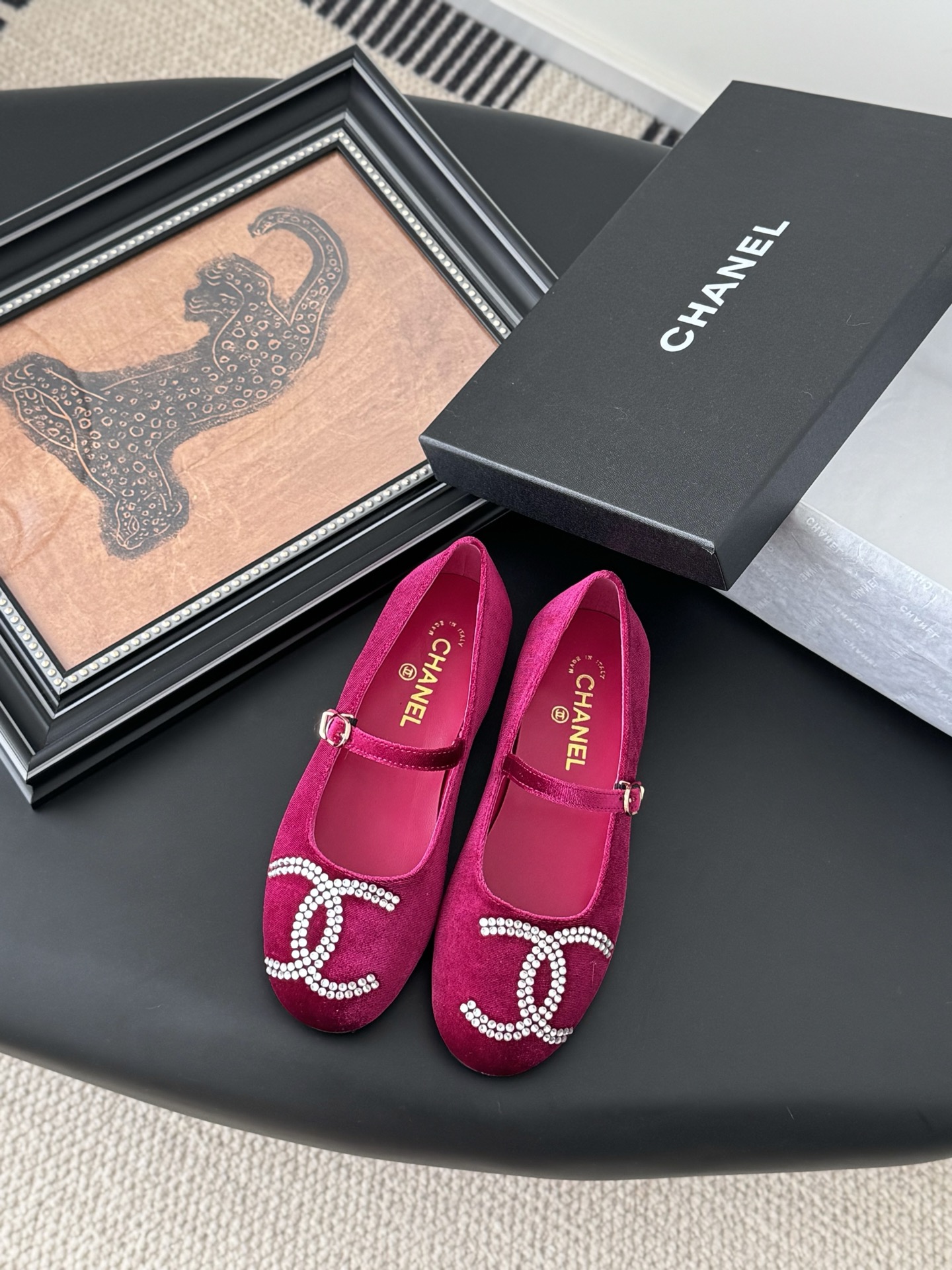 Chanel Women's Velvet Loafers with Rhinestone CC Logo - Bordeaux 3 i1741618879651 1145 0 0