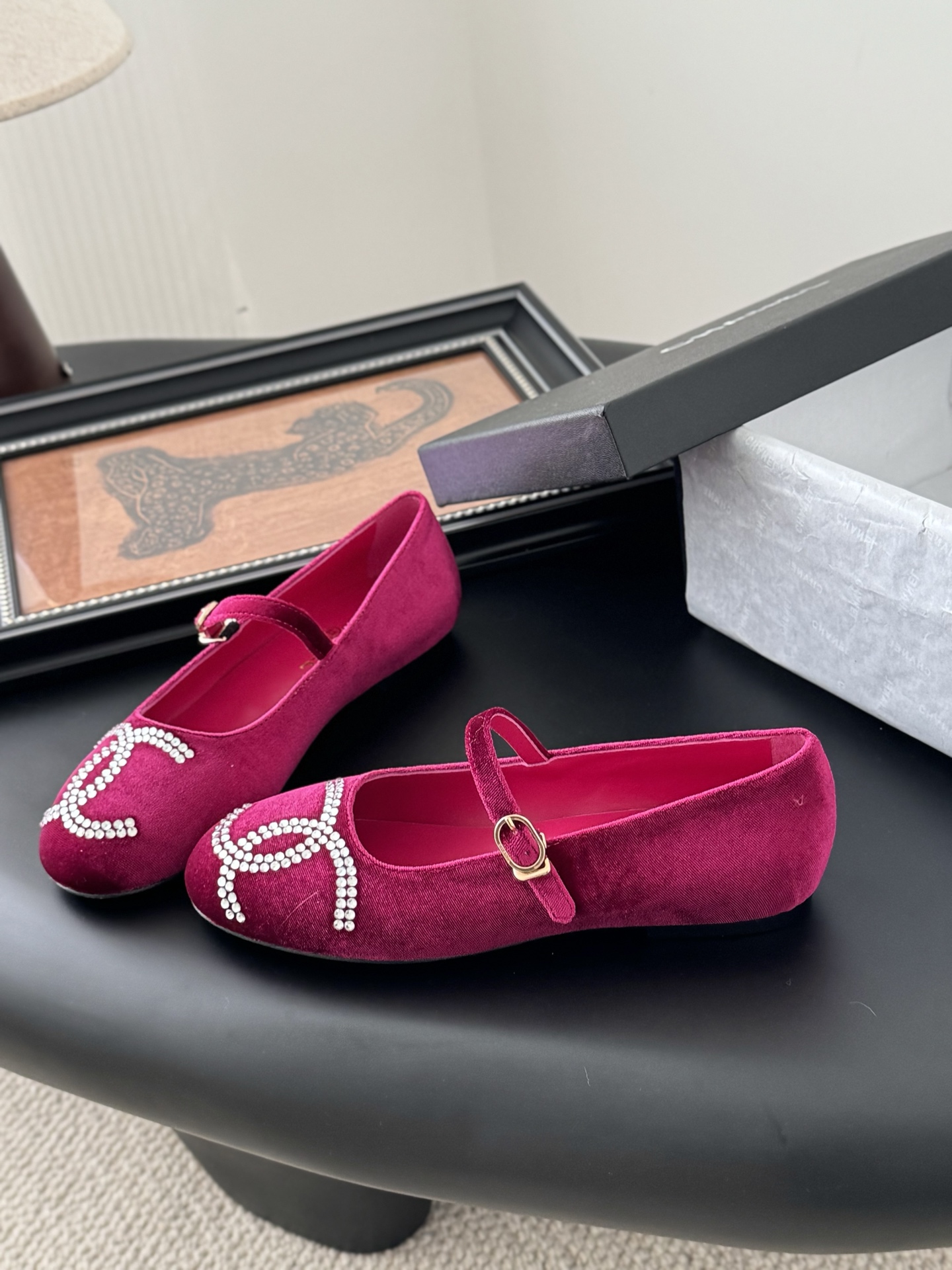 Chanel Women's Velvet Loafers with Rhinestone CC Logo - Bordeaux 5 i1741618879708 4857 0 2