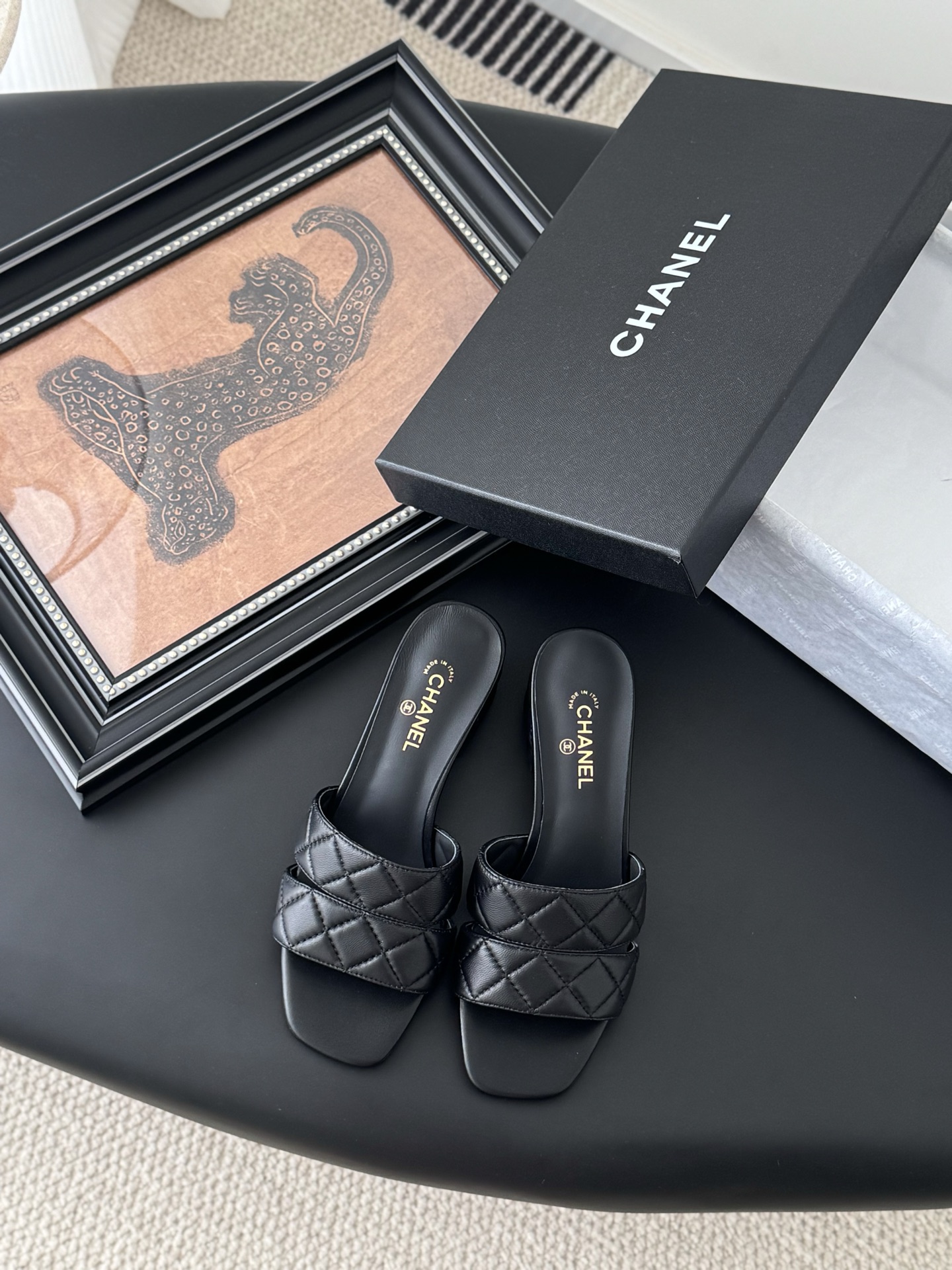 Chanel Black Quilted Leather Heeled Sandals Mules Slides, Size 35-39 3 i1741713476853 6440 0 0