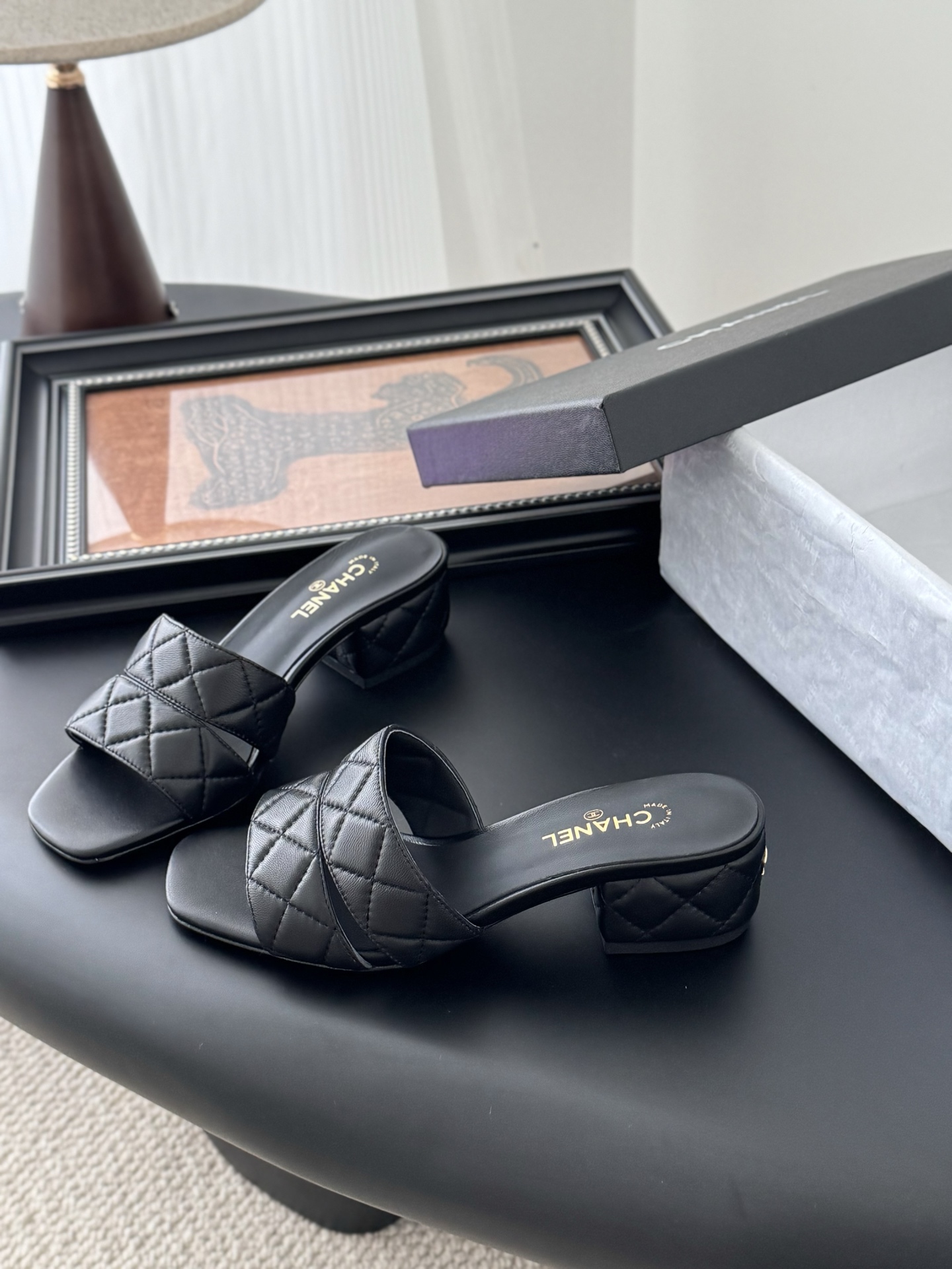 Chanel Black Quilted Leather Heeled Sandals Mules Slides, Size 35-39 4 i1741713476863 904 0 1