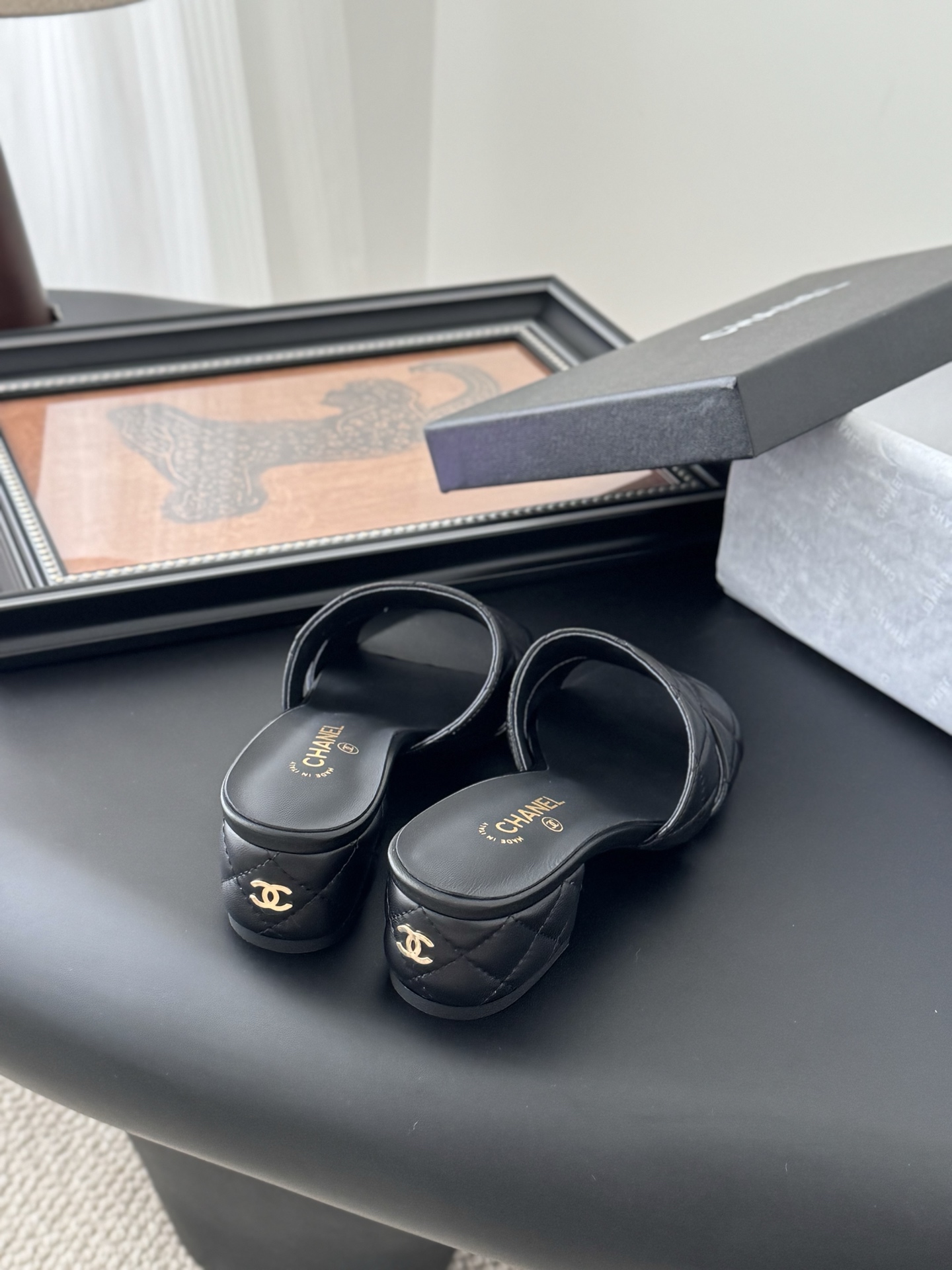 Chanel Black Quilted Leather Heeled Sandals Mules Slides, Size 35-39 5 i1741713478066 9629 0 2