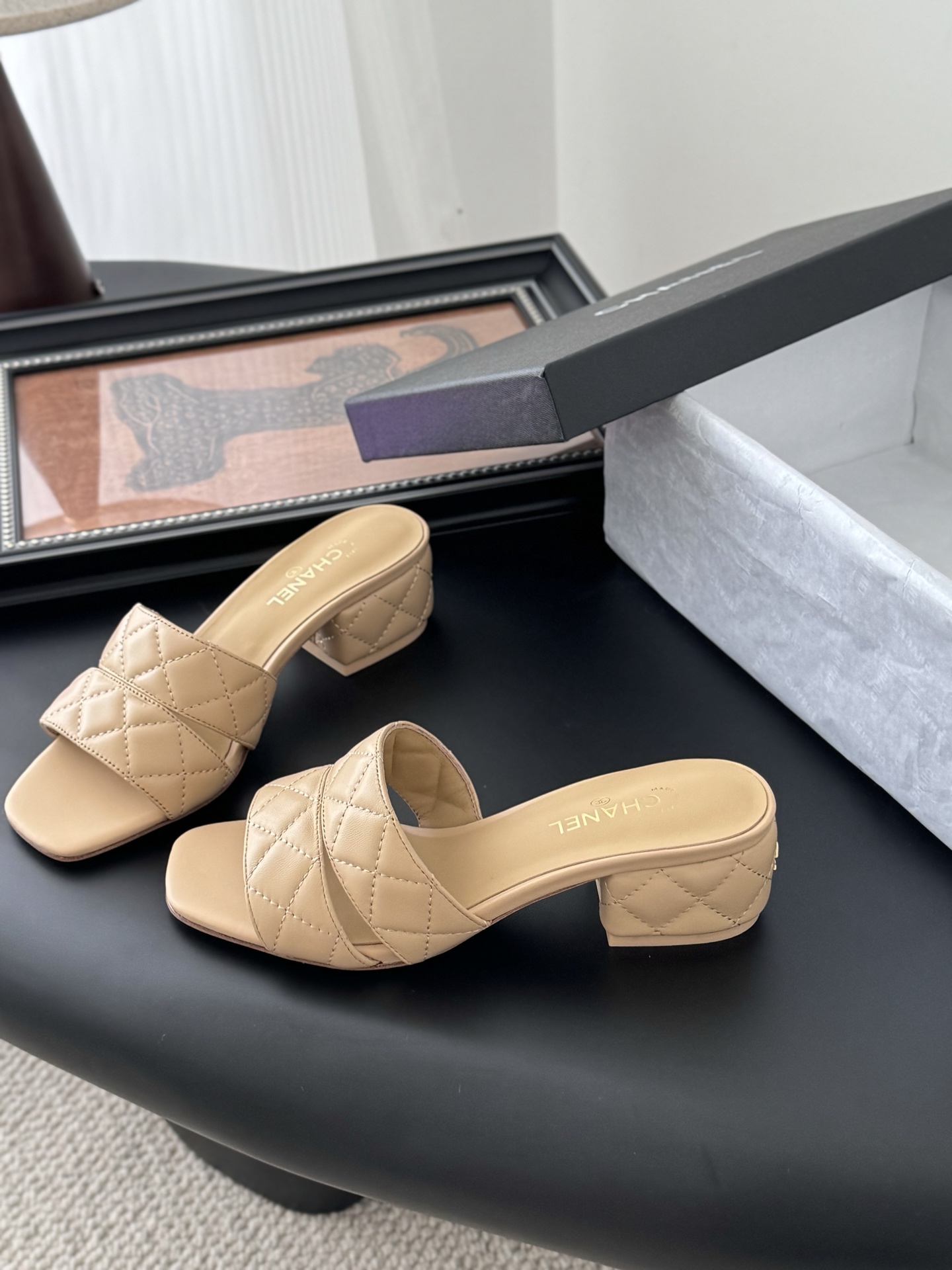 Elegant Chanel Quilted Leather Heeled Sandals in Beige, Sizes 35-39 4 i1741713501274 1521 0 1