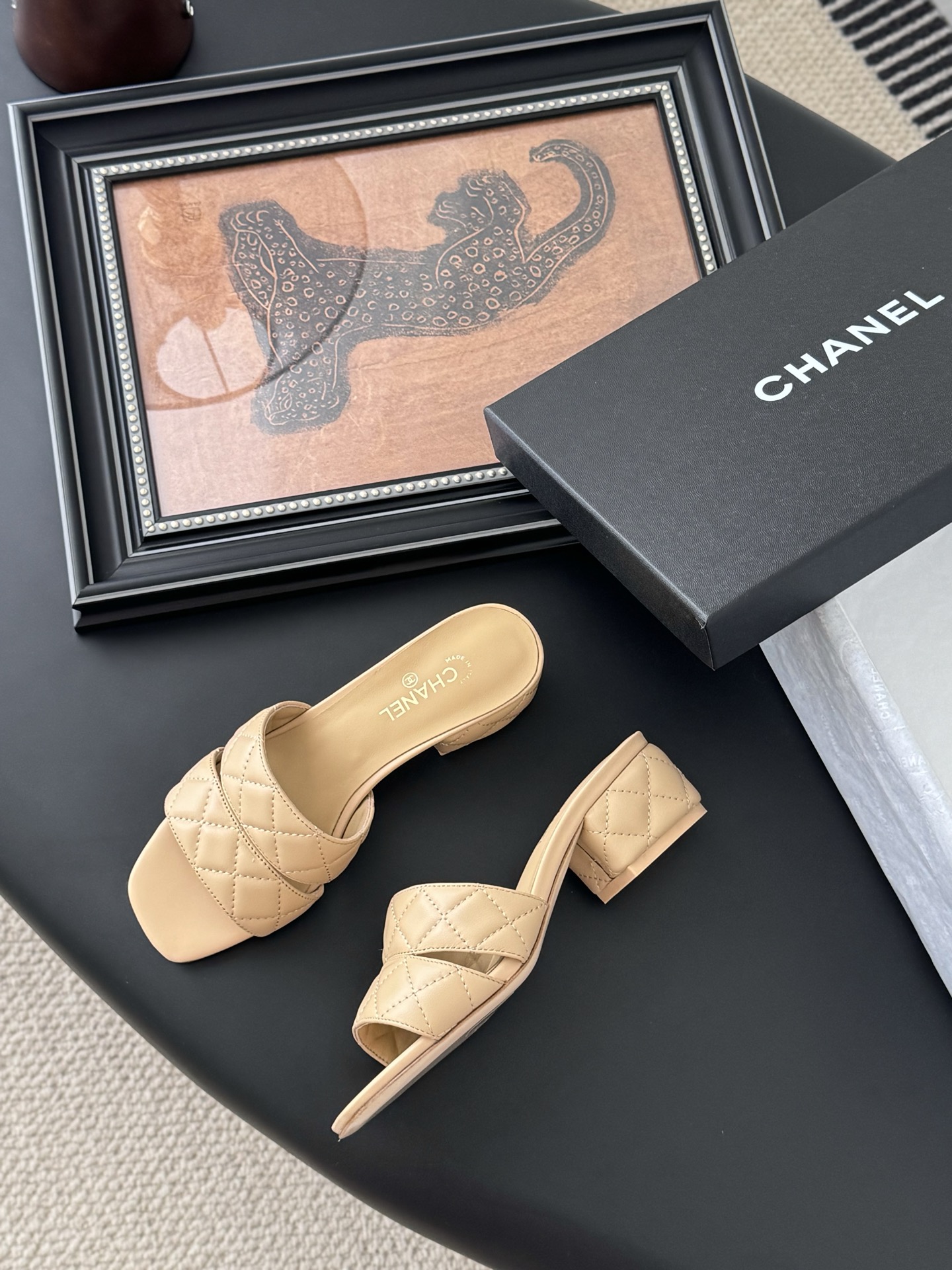 Elegant Chanel Quilted Leather Heeled Sandals in Beige, Sizes 35-39