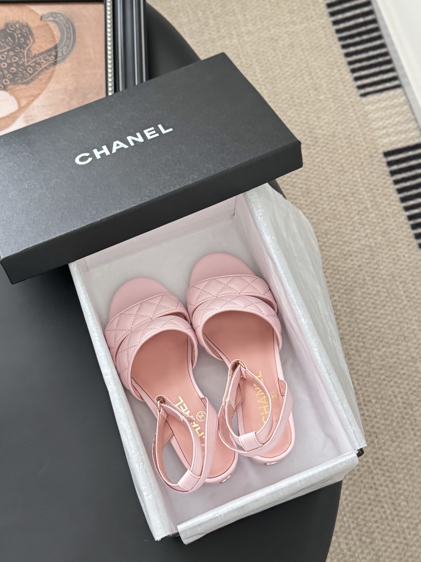 Chanel 25C Mary Jane Slingback Sandals Lambskin Pink Quilted Block Heel 10 i1742060748659 9851 0 8