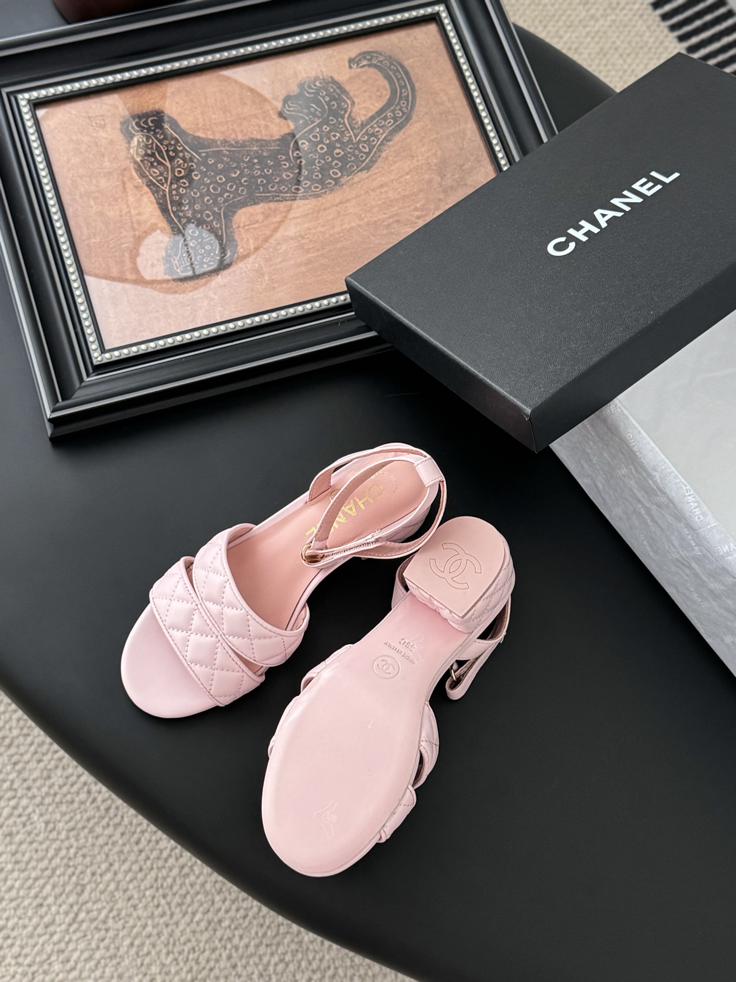 Chanel 25C Mary Jane Slingback Sandals Lambskin Pink Quilted Block Heel 6 i1742060748666 9290 0 4