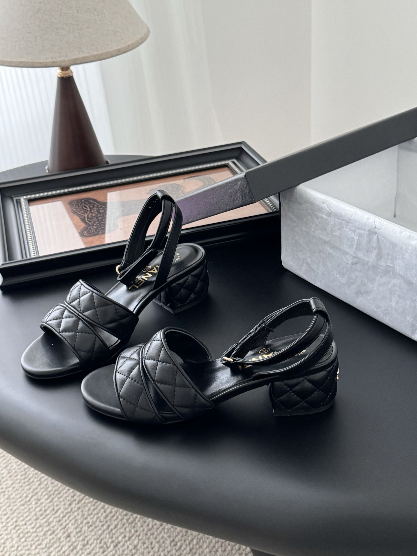 Chanel Women's Black Leather Quilted Heeled Sandals, Comfortable and Stylish 4 i1742060769890 9626 0 1