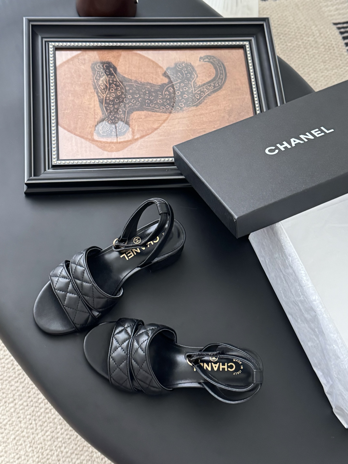 Chanel Women's Black Leather Quilted Heeled Sandals, Comfortable and Stylish 7 i1742060779603 4884 0 0