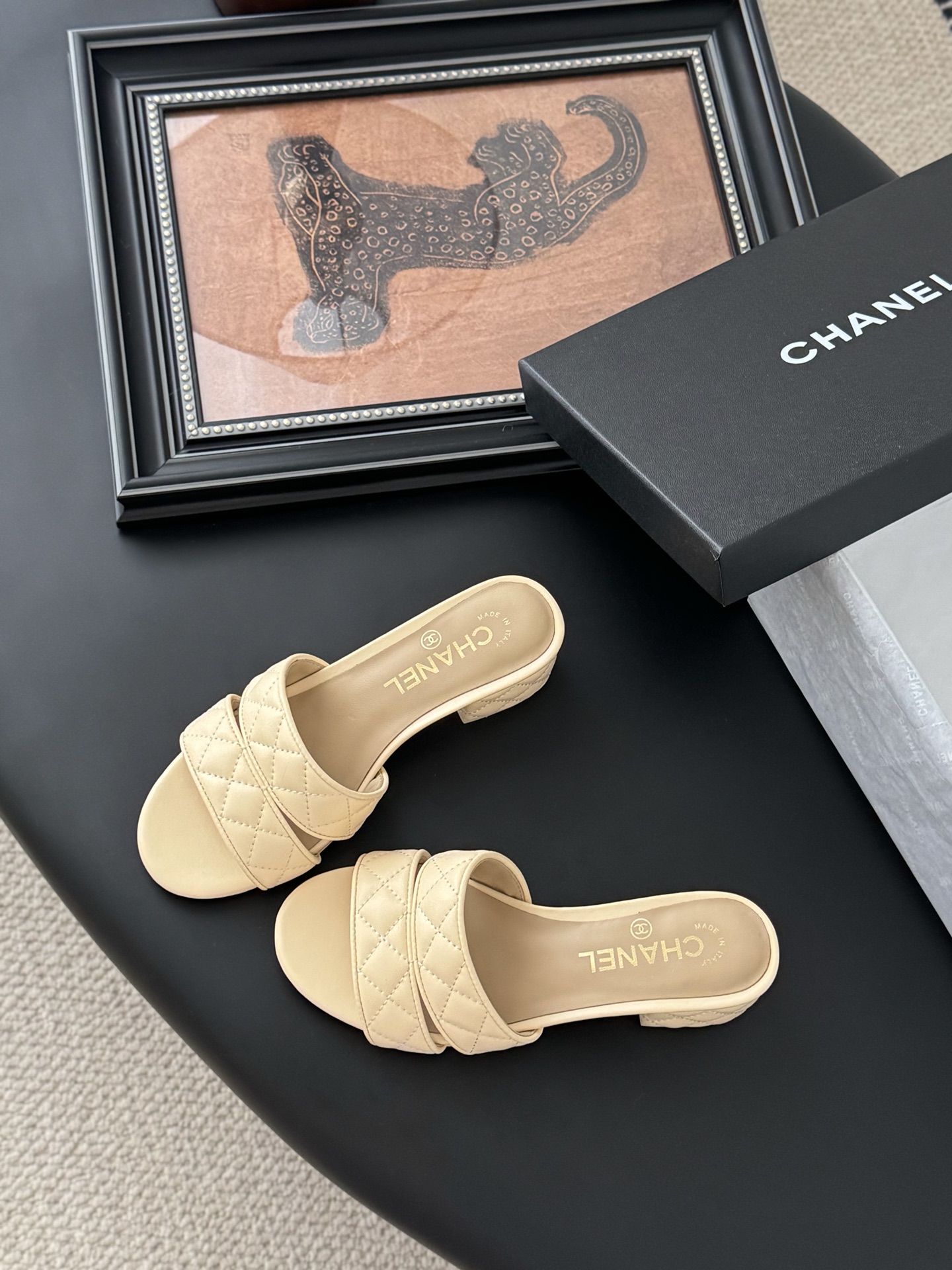 Chanel Women's Beige Leather Quilted Block Heel Slide Sandals 7 i1742060790162 2388 0 5