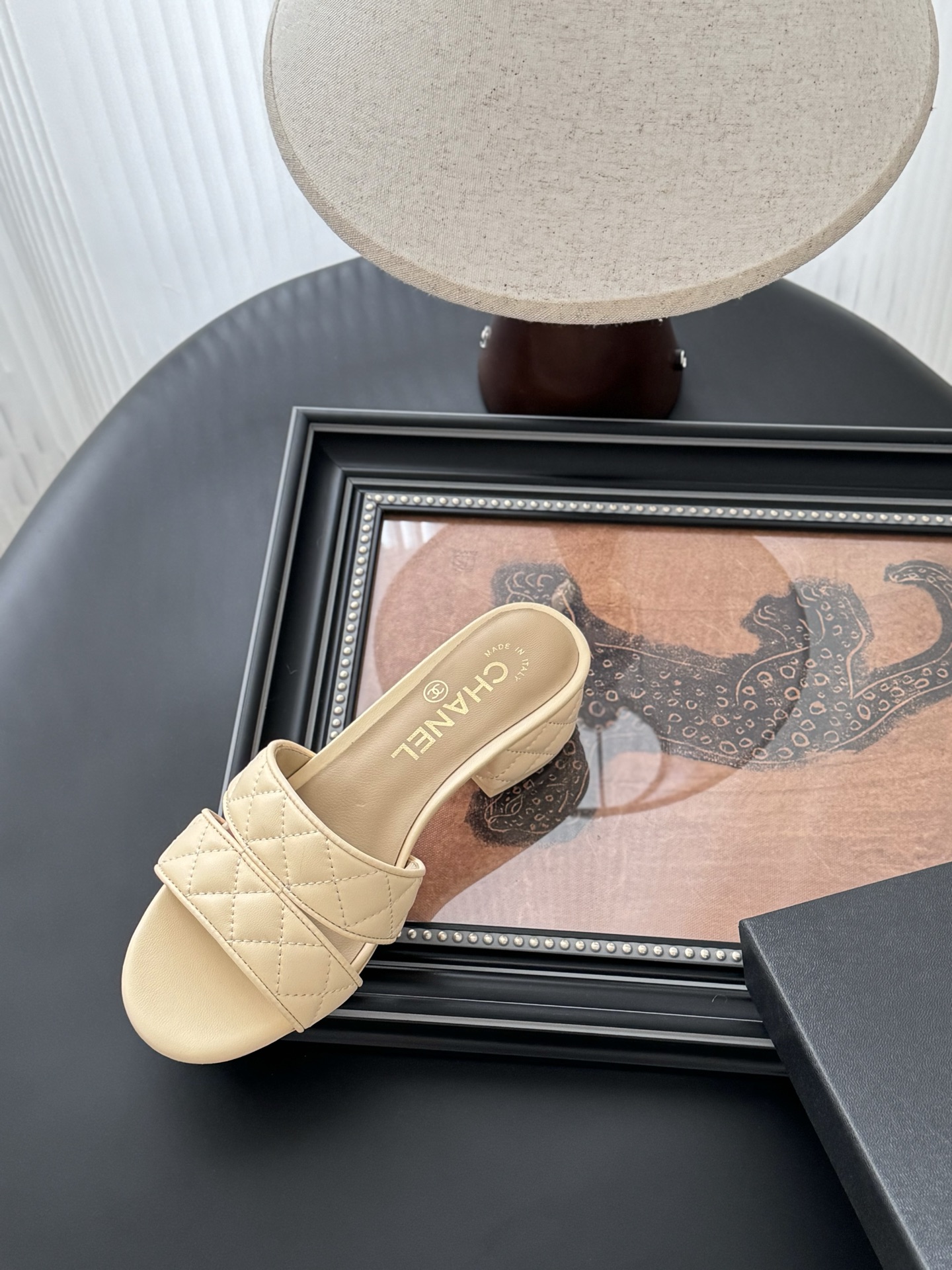 Chanel Women's Beige Leather Quilted Block Heel Slide Sandals 9 i1742060798644 9626 0 0