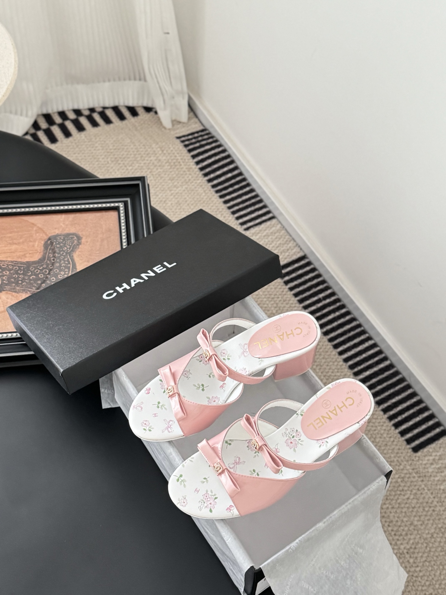 Chanel 2025P Pink Leather Bow Heeled Sandals - Elegant Comfort & Style 10 i1743857722634 5907 0 8