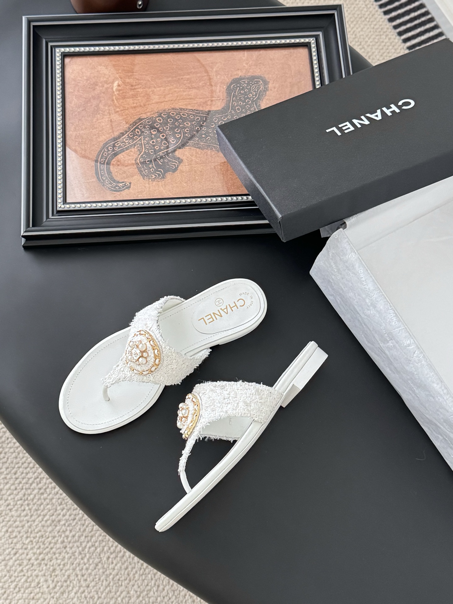 Chanel Women's White Lambskin Classic Thong Sandals 6 i1743857956934 5469 0 3