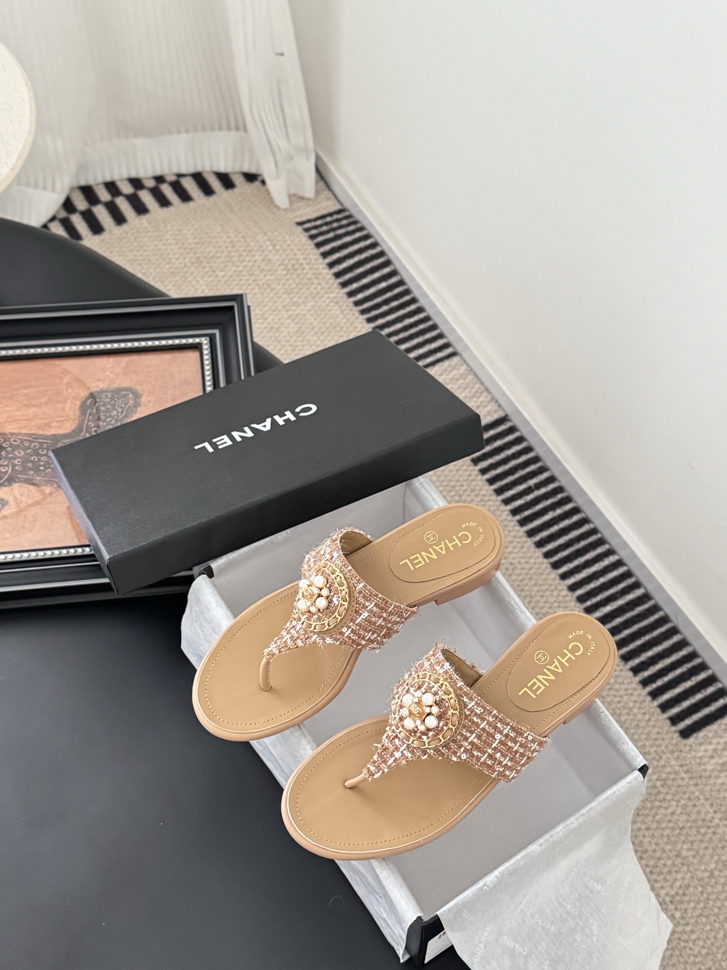 Chanel Classic Thong Sandals,Lambskin,Gold Metal Detailing, Perfect for Spring/Summer 10 i1743857989744 3430 0 8