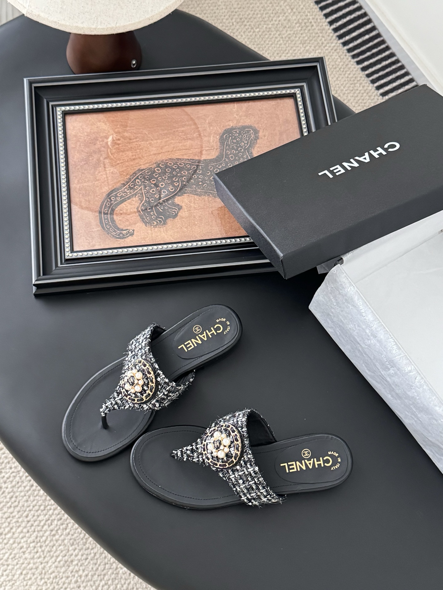 Chanel Classic T-Strap Sandals with Tweed and Pearl Embellishments 7 i1743858011285 1331 0 5