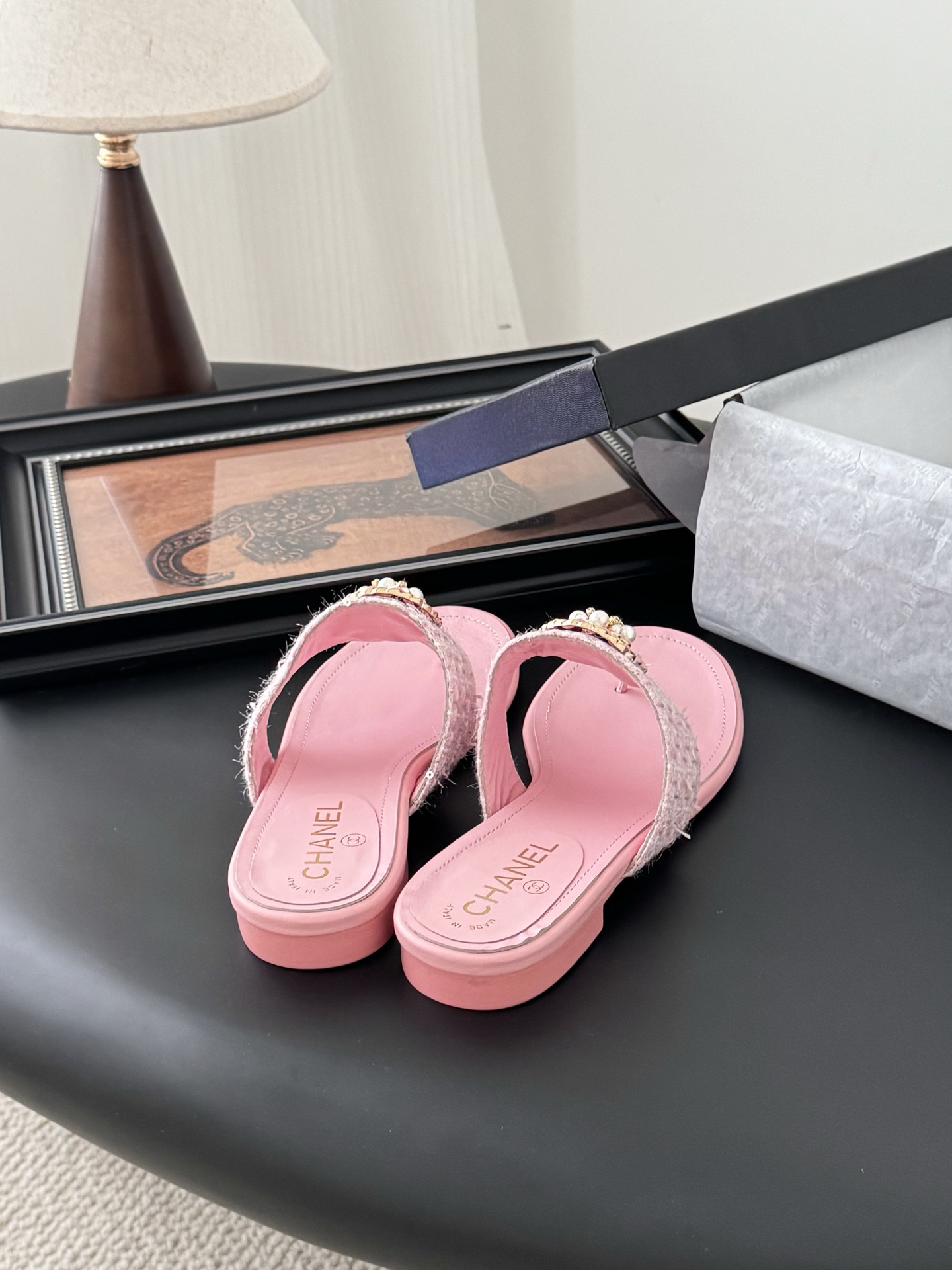 Chanel Women's Pink Lambskin Thong Sandals with Pearl Embellishments 5 i1743858045773 636 0 2