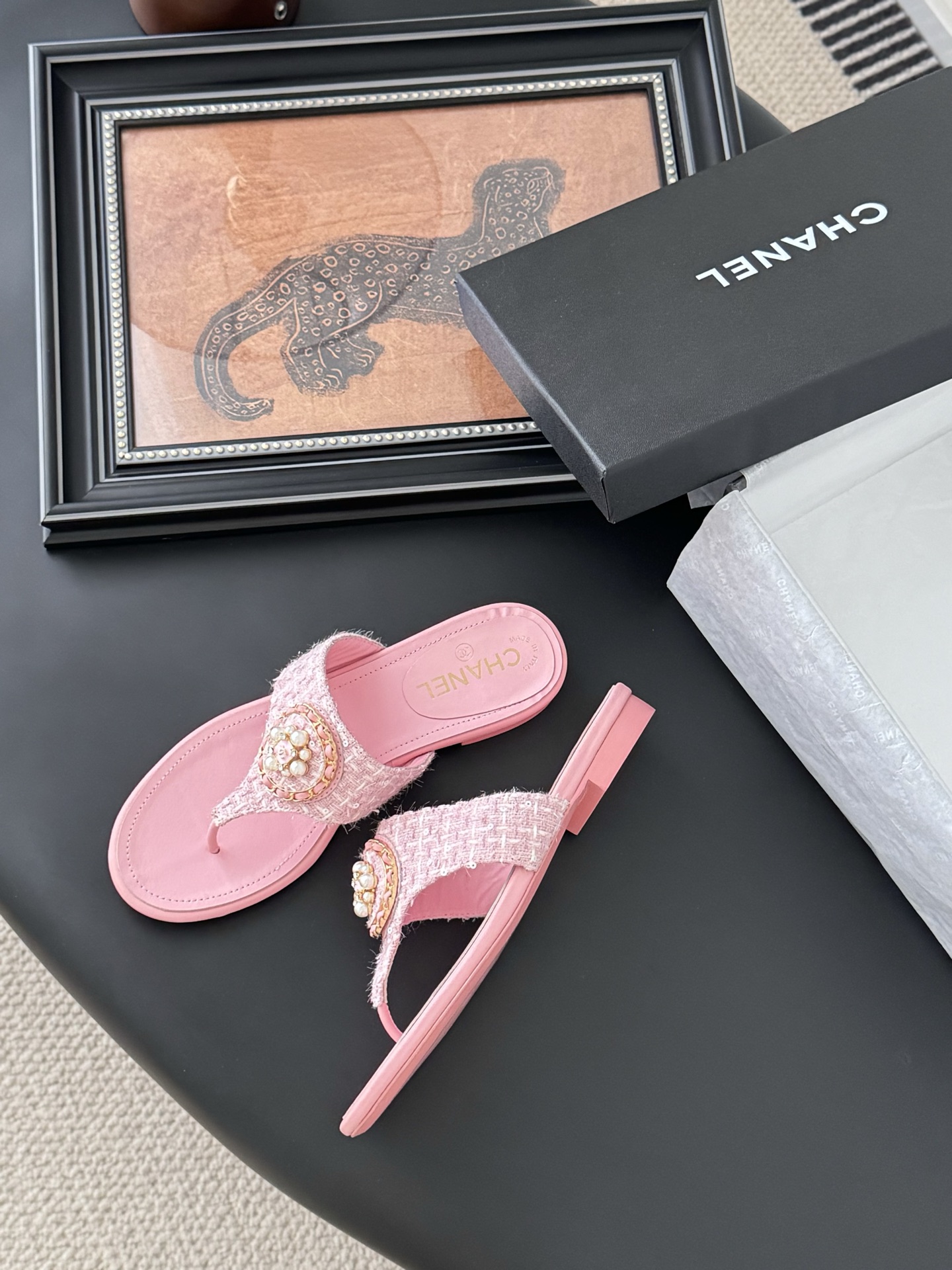Chanel Women's Pink Lambskin Thong Sandals with Pearl Embellishments 6 i1743858046058 3377 0 3