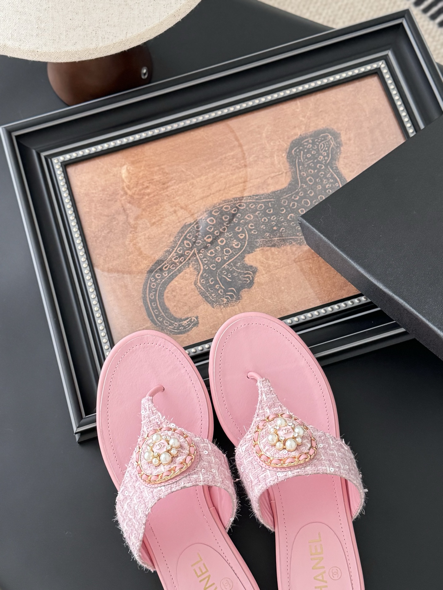 Chanel Women's Pink Lambskin Thong Sandals with Pearl Embellishments 7 i1743858049714 9330 0 4