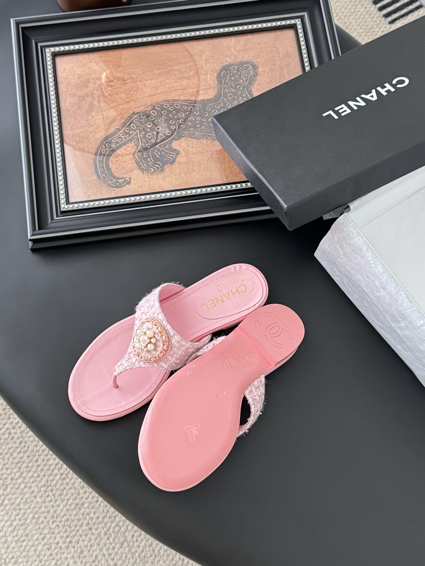 Chanel Women's Pink Lambskin Thong Sandals with Pearl Embellishments 10 i1743858049871 2165 0 7