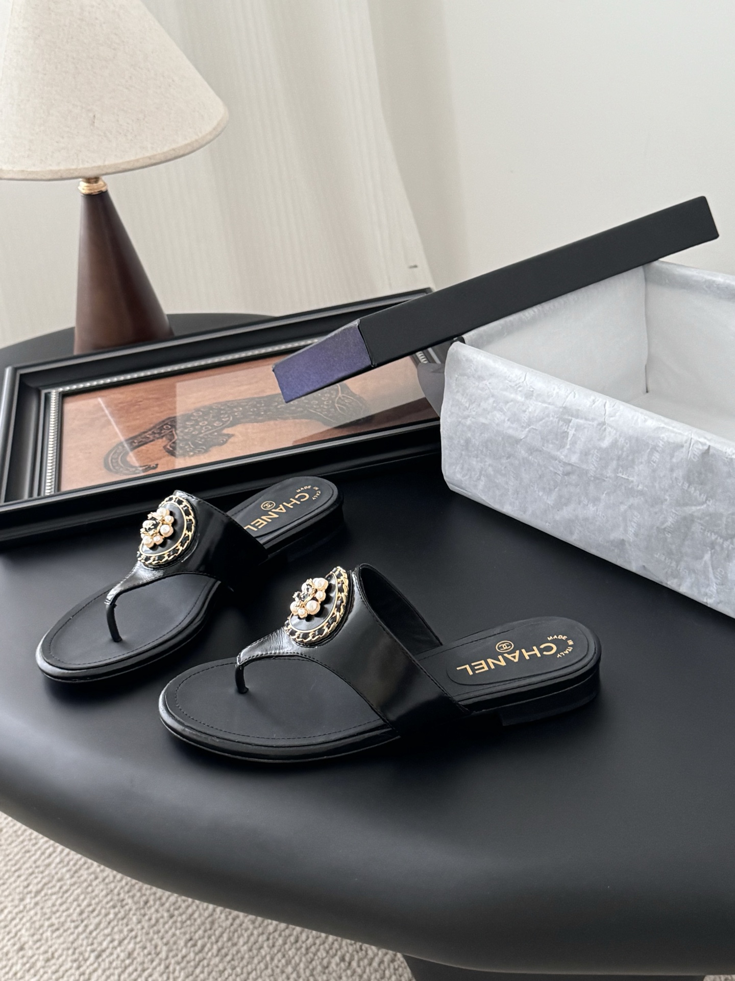 Chanel Classic Thong Sandals with Lambskin and Gold Hardware, Black 4 i1743858065920 5575 0 1
