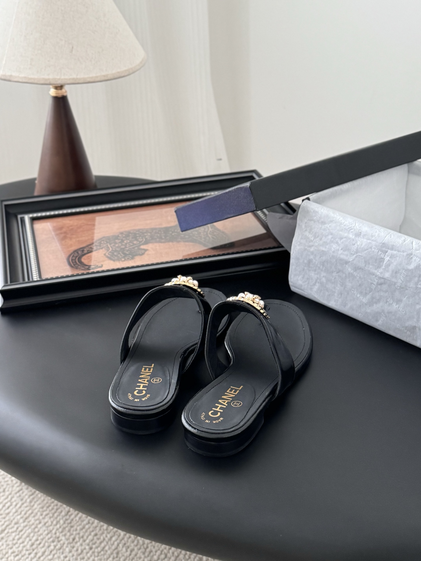 Chanel Classic Thong Sandals with Lambskin and Gold Hardware, Black 5 i1743858066245 3282 0 2