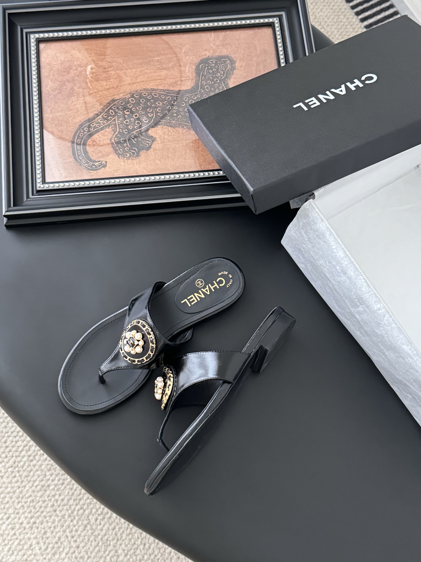 Chanel Classic Thong Sandals with Lambskin and Gold Hardware, Black 6 i1743858069853 4538 0 3