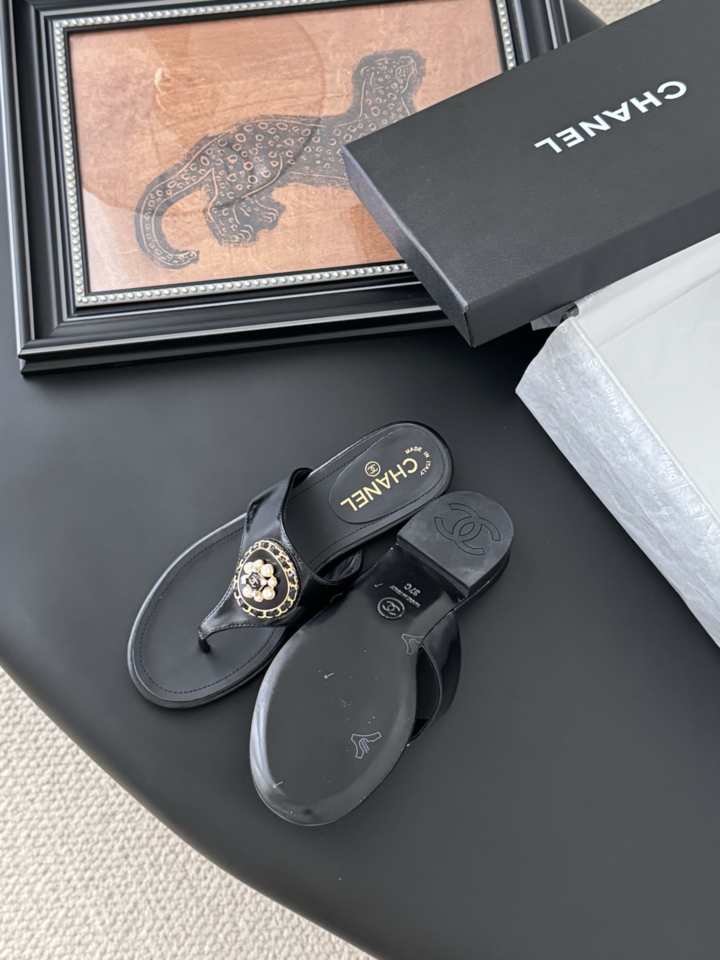Chanel Classic Thong Sandals with Lambskin and Gold Hardware, Black 7 i1743858069909 3334 0 4