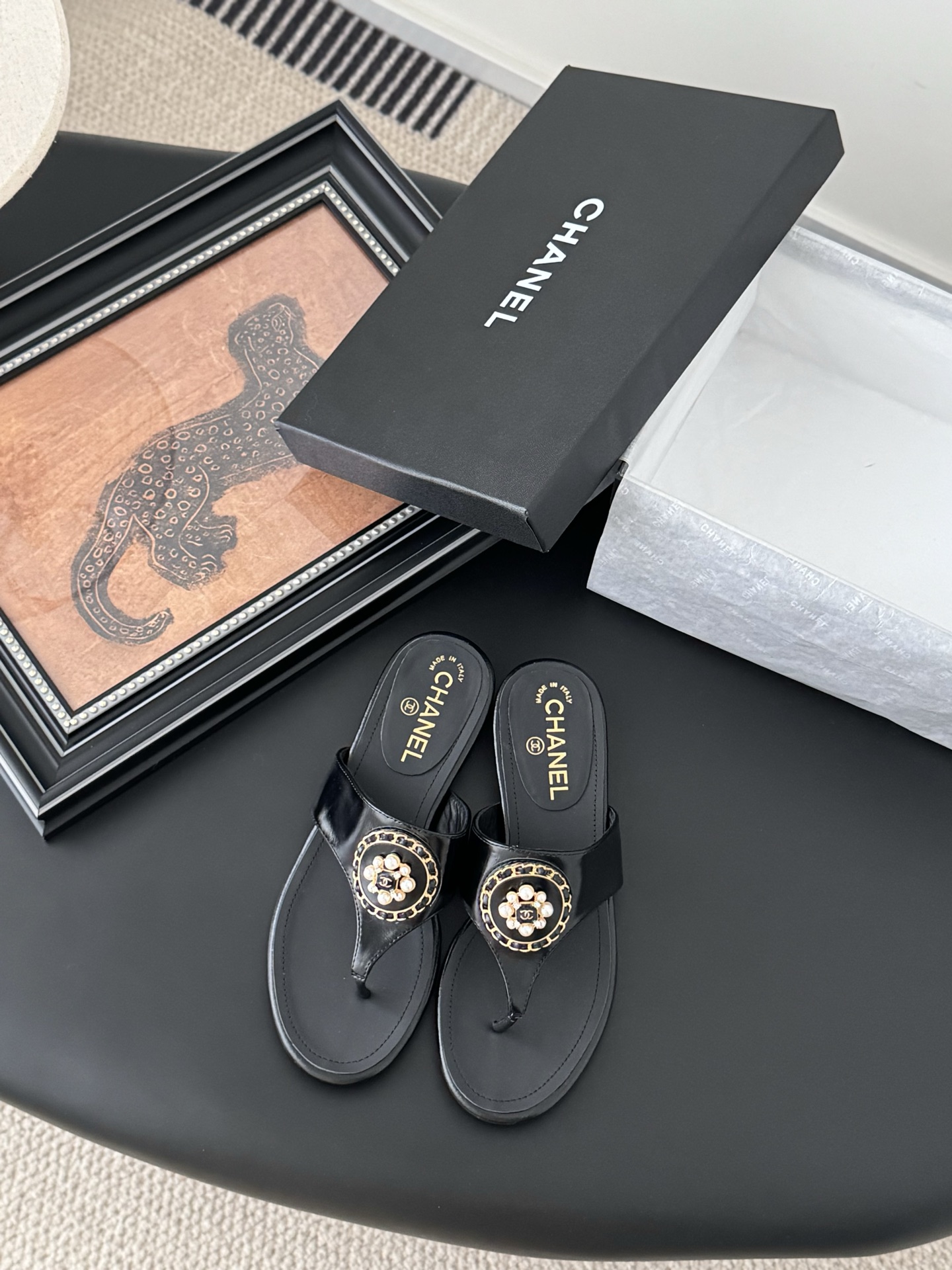 Chanel Classic Thong Sandals with Lambskin and Gold Hardware, Black 3 i1743858072879 8616 0 0