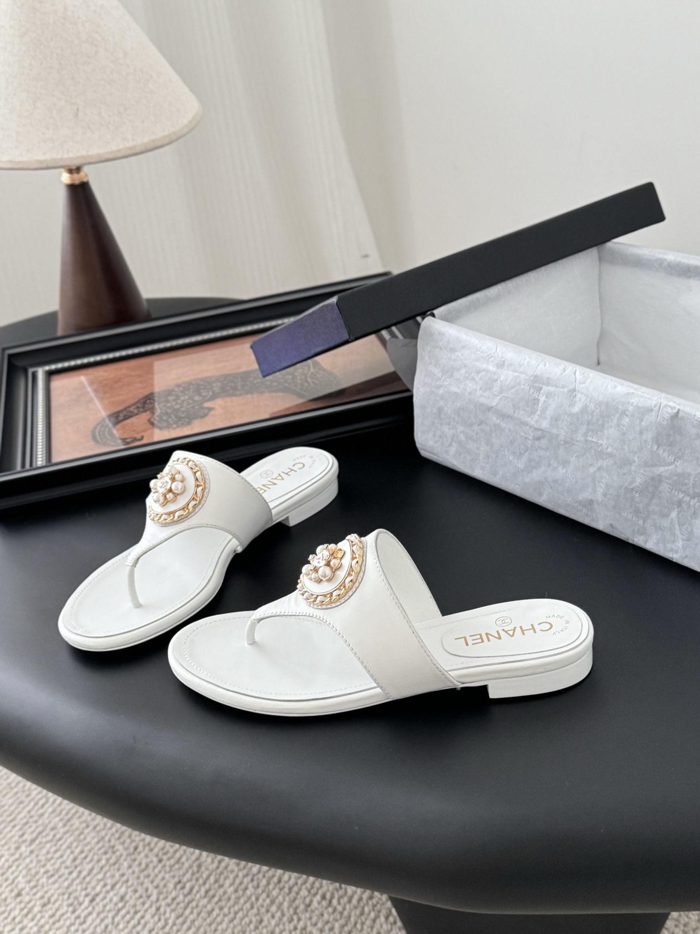 Chanel Classic Thong Sandals: Italian Lambskin, Original Hardware, Leather Sole 4 i1743858084565 1910 0 1